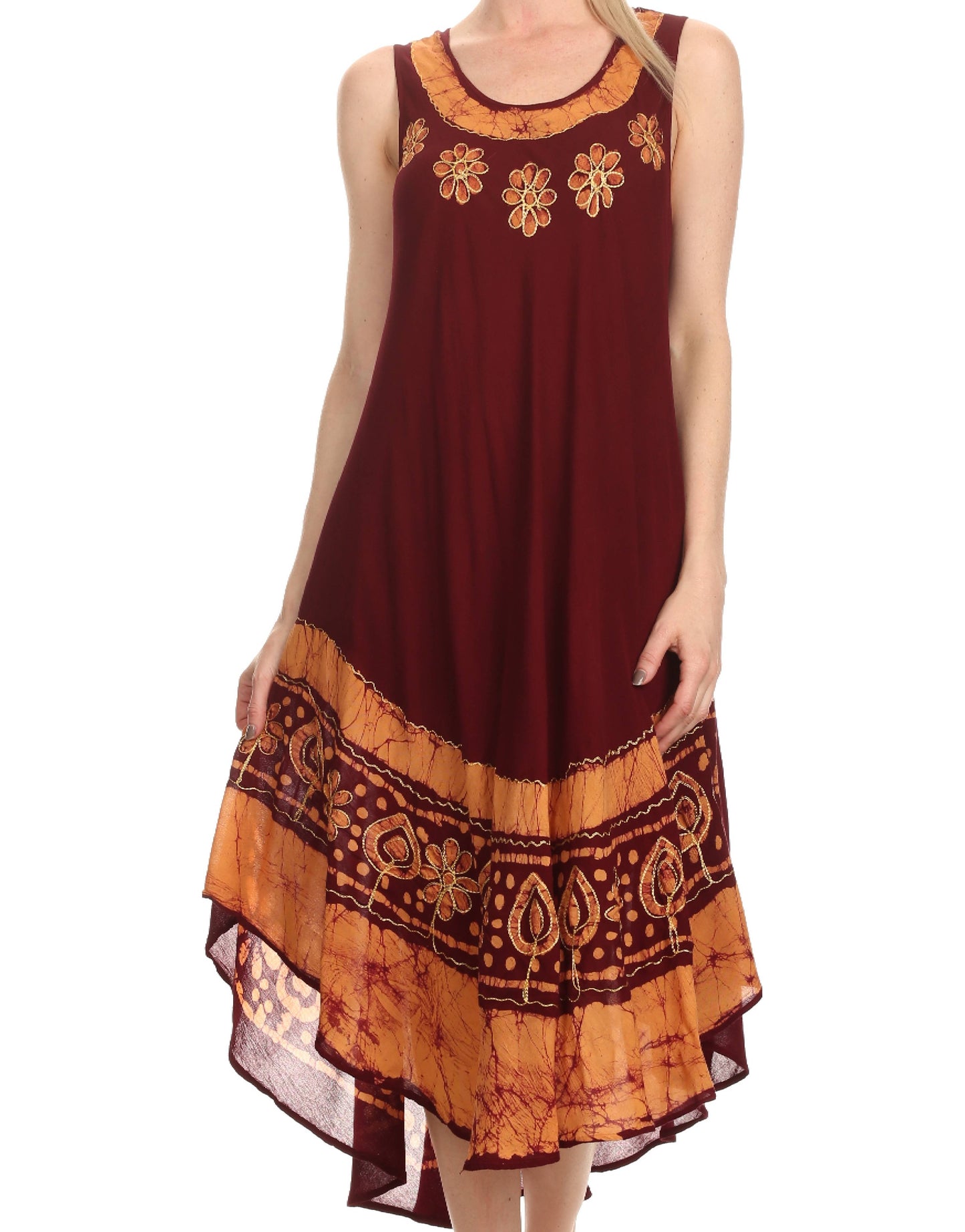 Sakkas Batik Flower Caftan Tank Dress / Cover Up - Concordia Style Boutique