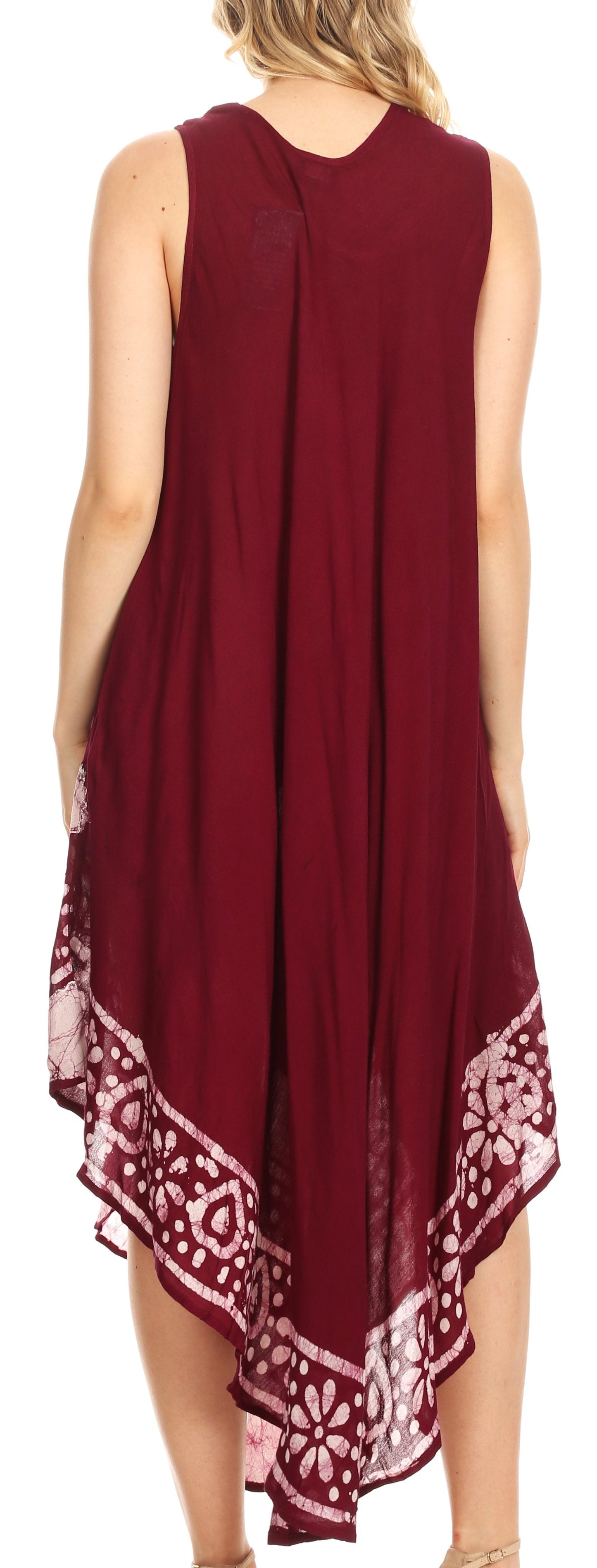 Sakkas Batik Flower Caftan Tank Dress / Cover Up - Concordia Style Boutique