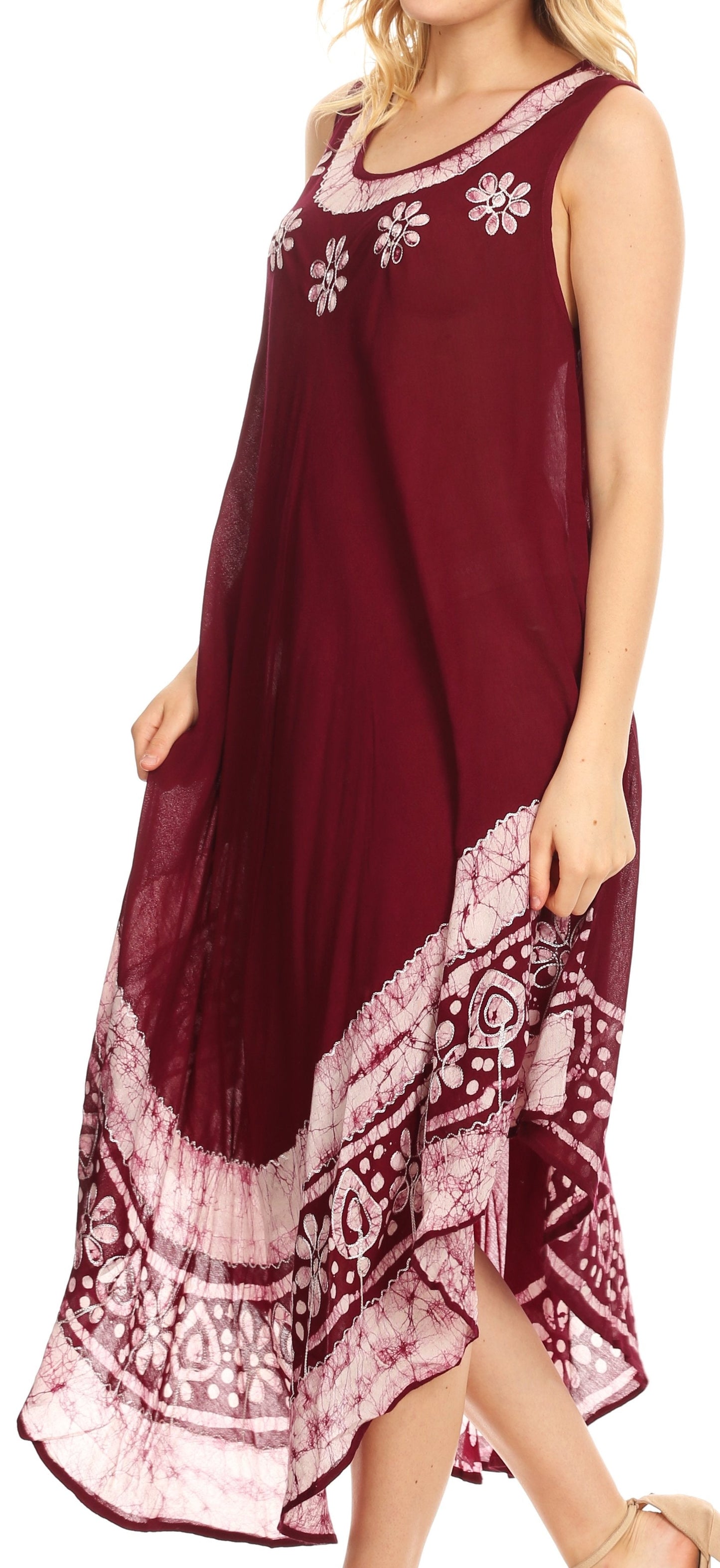 Sakkas Batik Flower Caftan Tank Dress / Cover Up - Concordia Style Boutique