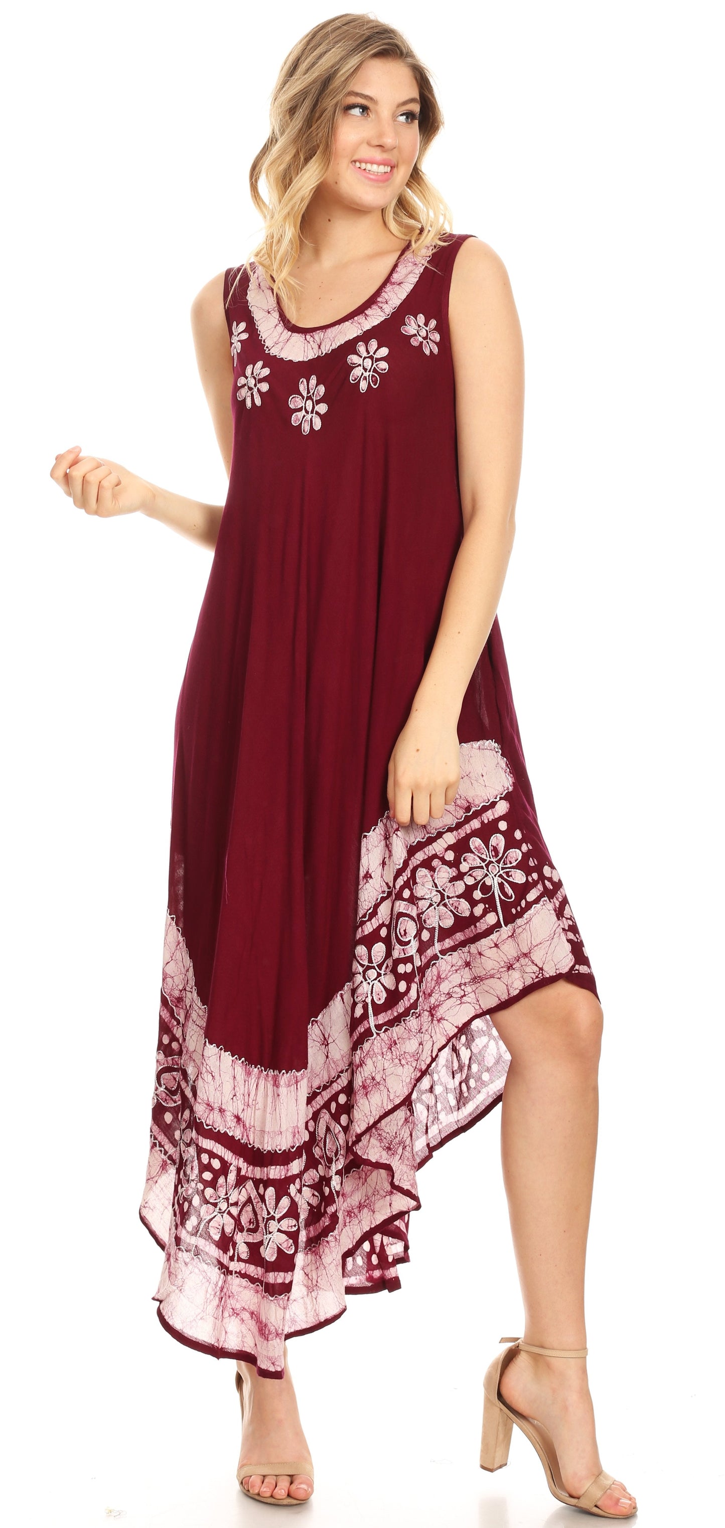 Sakkas Batik Flower Caftan Tank Dress / Cover Up - Concordia Style Boutique