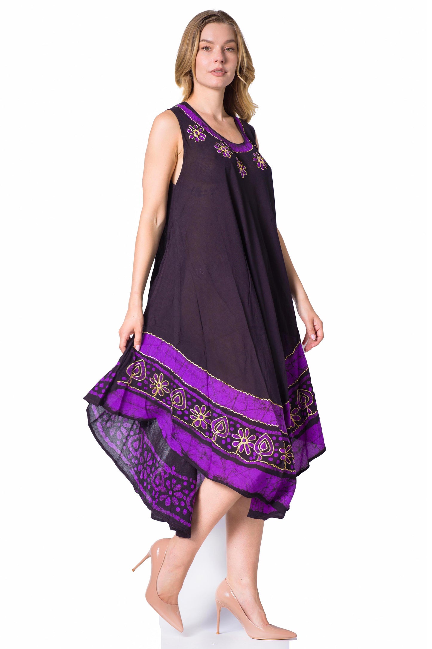 Sakkas Batik Flower Caftan Tank Dress / Cover Up - Concordia Style Boutique