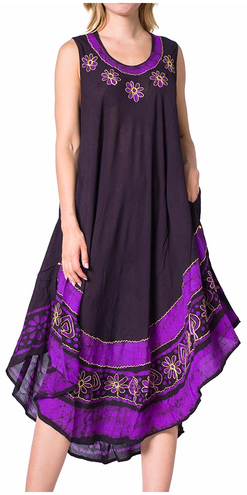 Sakkas Batik Flower Caftan Tank Dress / Cover Up - Concordia Style Boutique