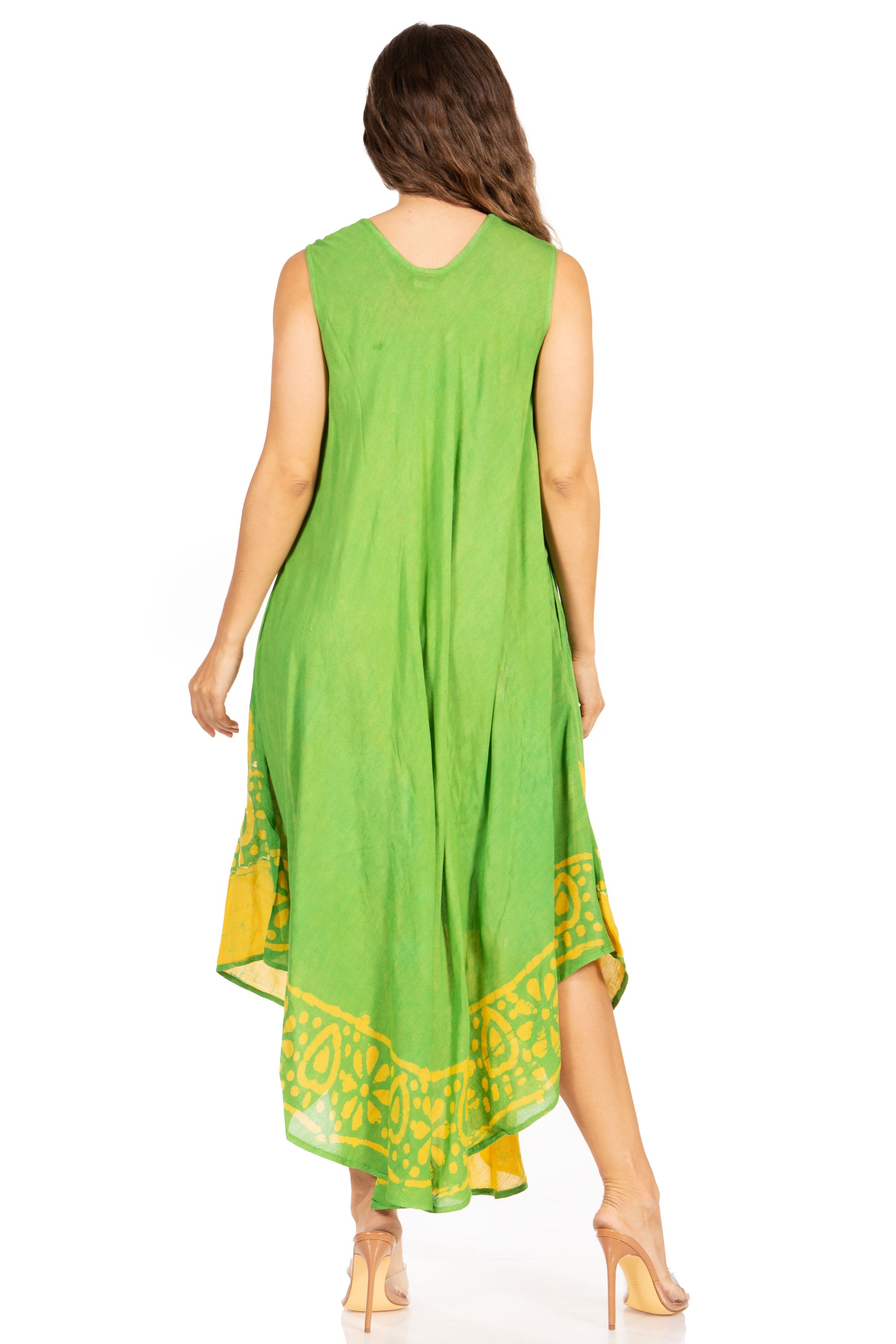 Sakkas Batik Flower Caftan Tank Dress / Cover Up - Concordia Style Boutique