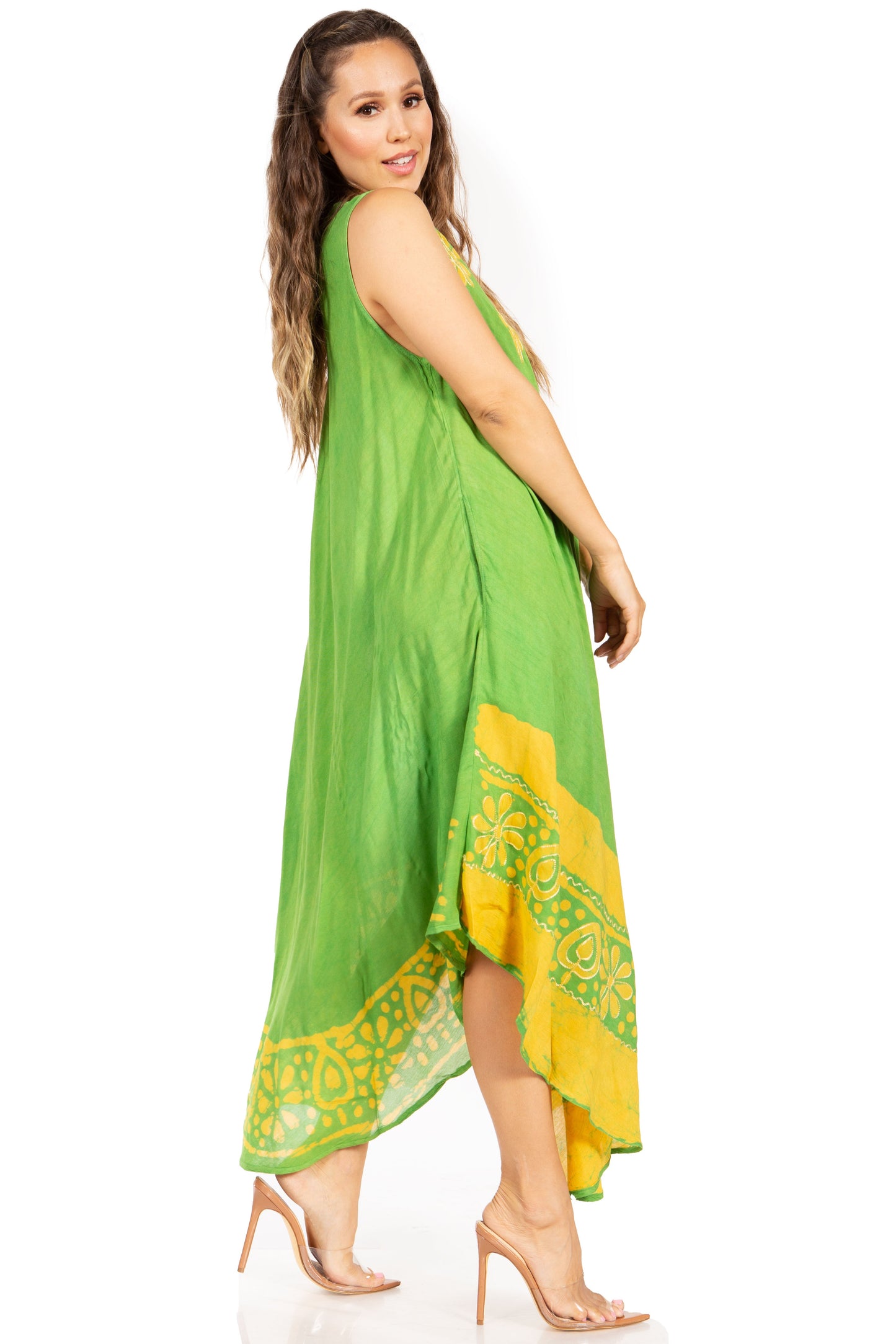 Sakkas Batik Flower Caftan Tank Dress / Cover Up - Concordia Style Boutique