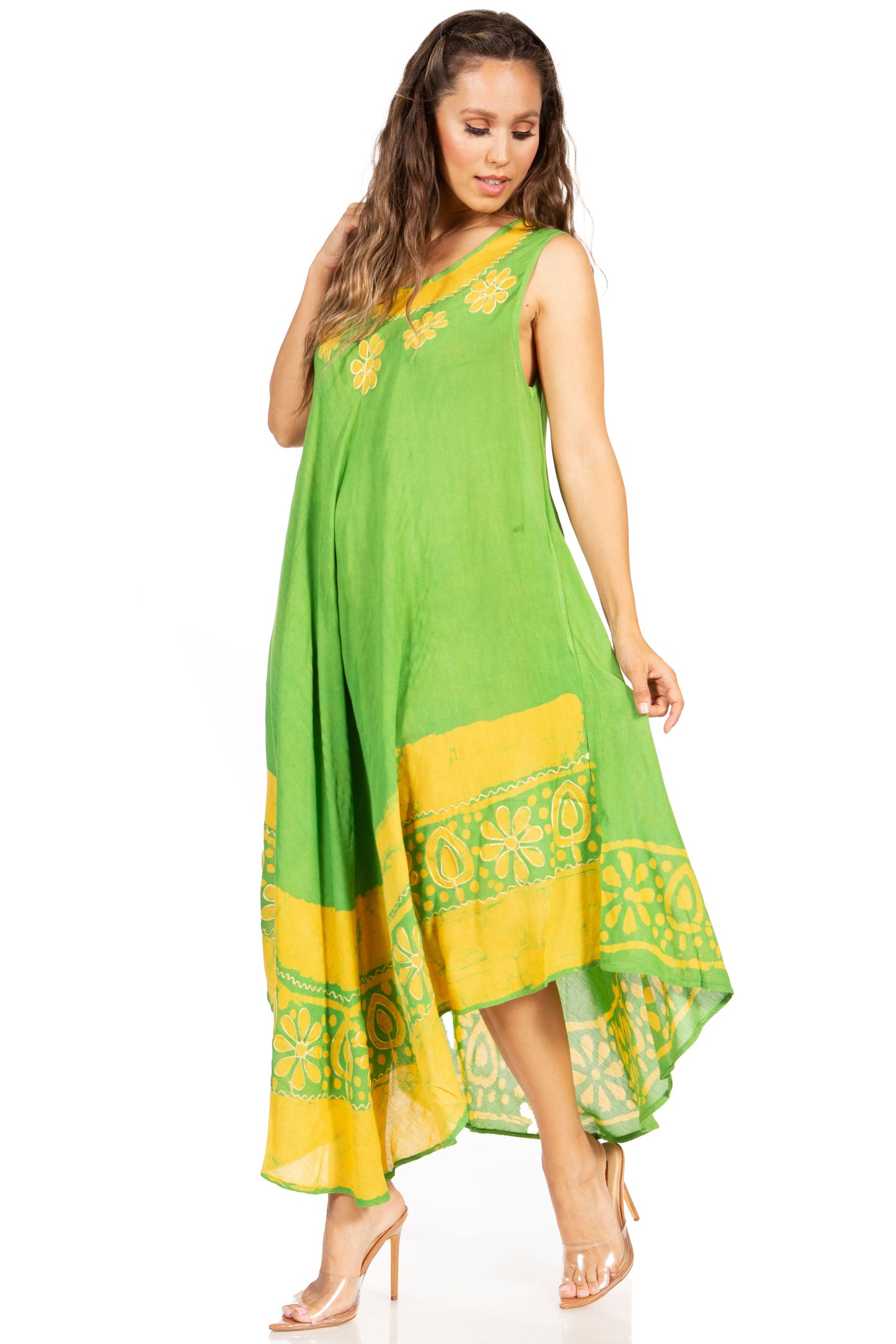 Sakkas Batik Flower Caftan Tank Dress / Cover Up - Concordia Style Boutique