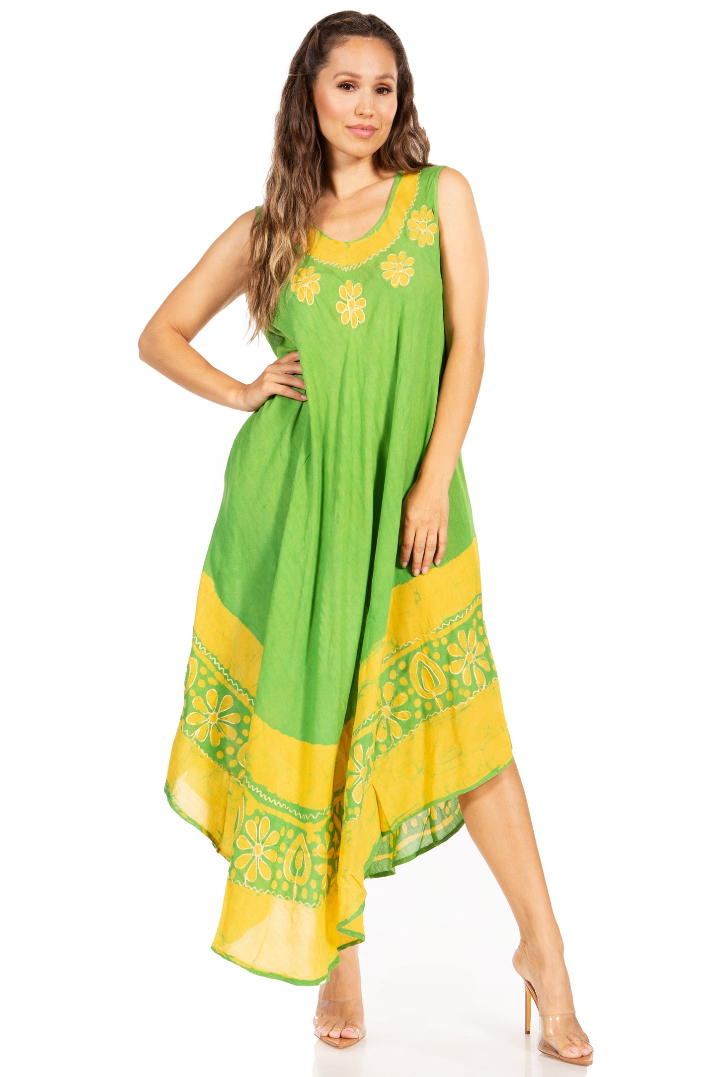 Sakkas Batik Flower Caftan Tank Dress / Cover Up - Concordia Style Boutique
