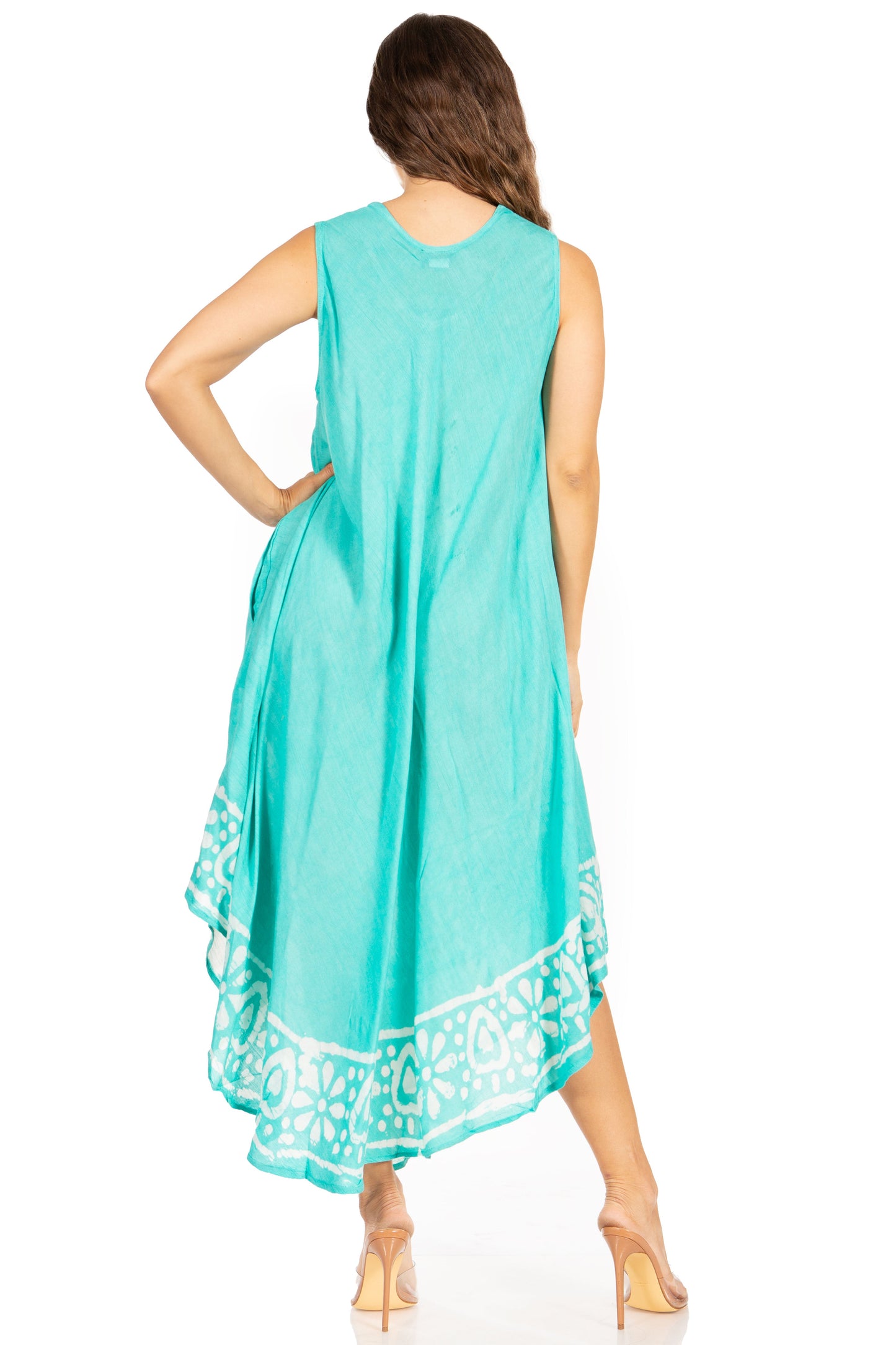 Sakkas Batik Flower Caftan Tank Dress / Cover Up - Concordia Style Boutique