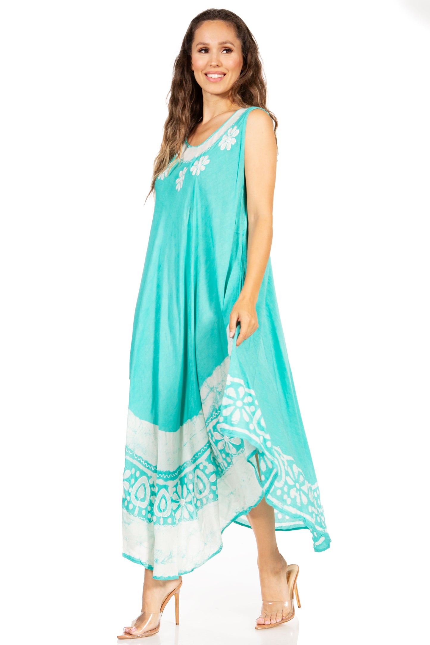 Sakkas Batik Flower Caftan Tank Dress / Cover Up - Concordia Style Boutique