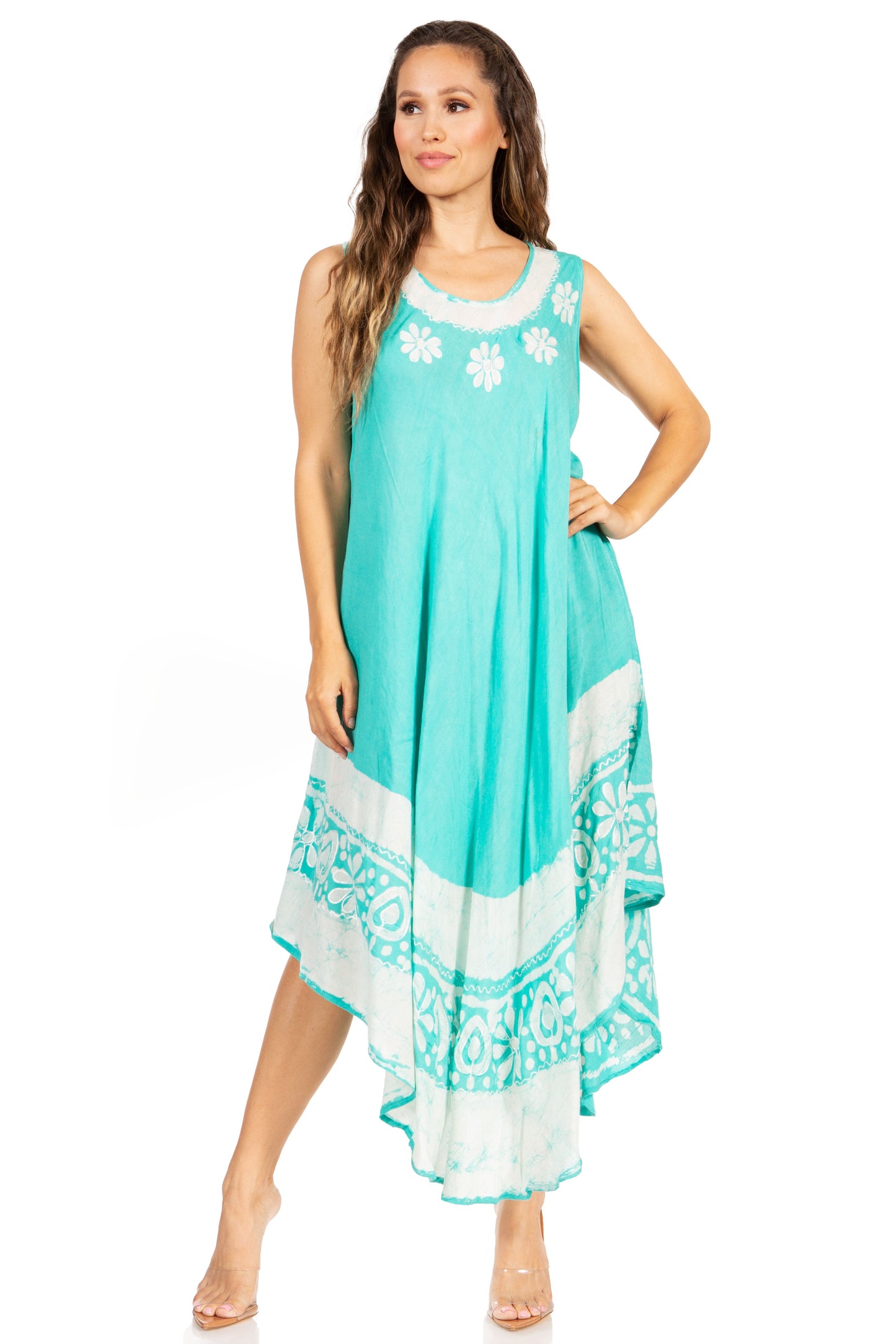 Sakkas Batik Flower Caftan Tank Dress / Cover Up - Concordia Style Boutique