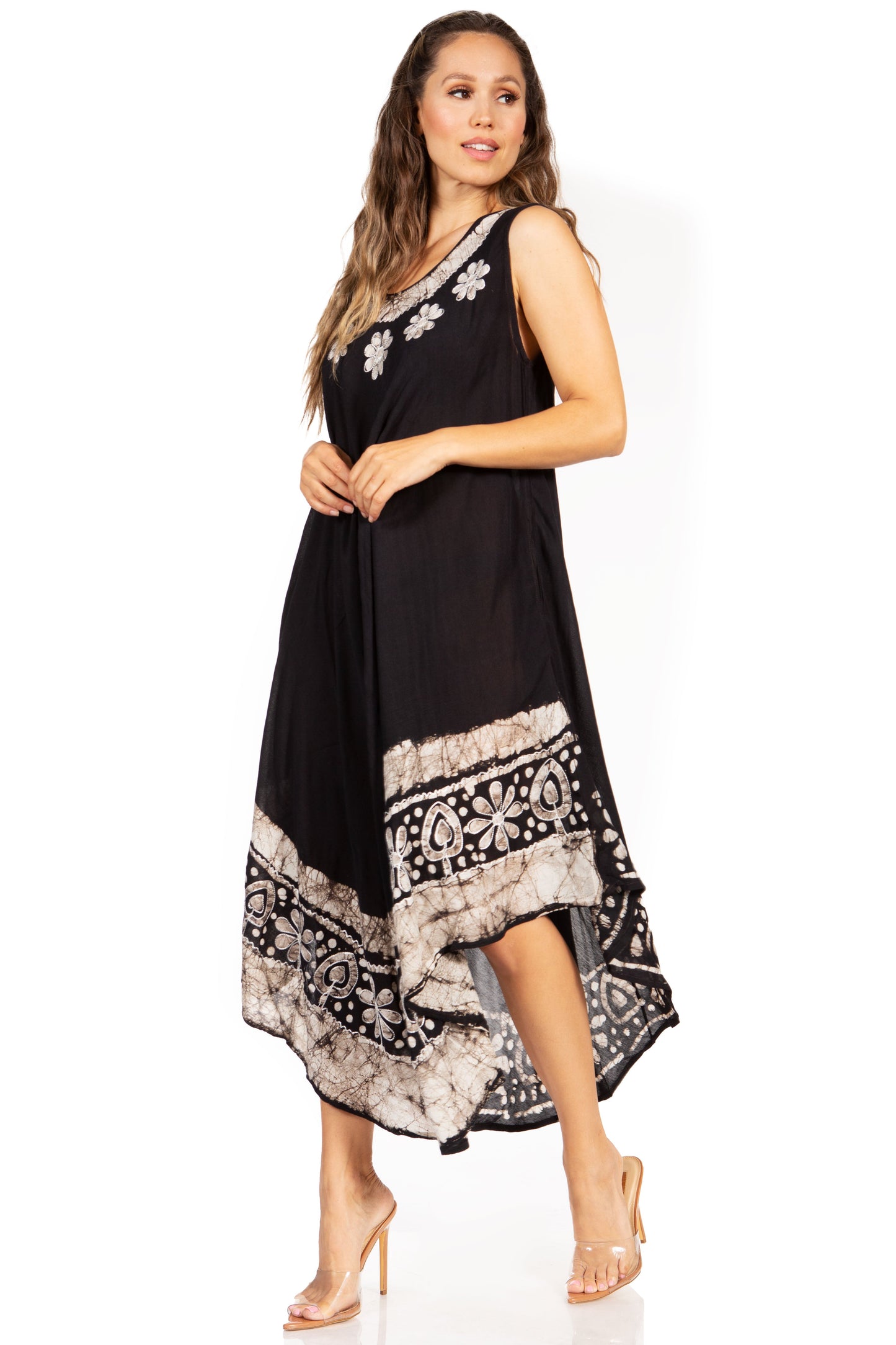 Sakkas Batik Flower Caftan Tank Dress / Cover Up - Concordia Style Boutique