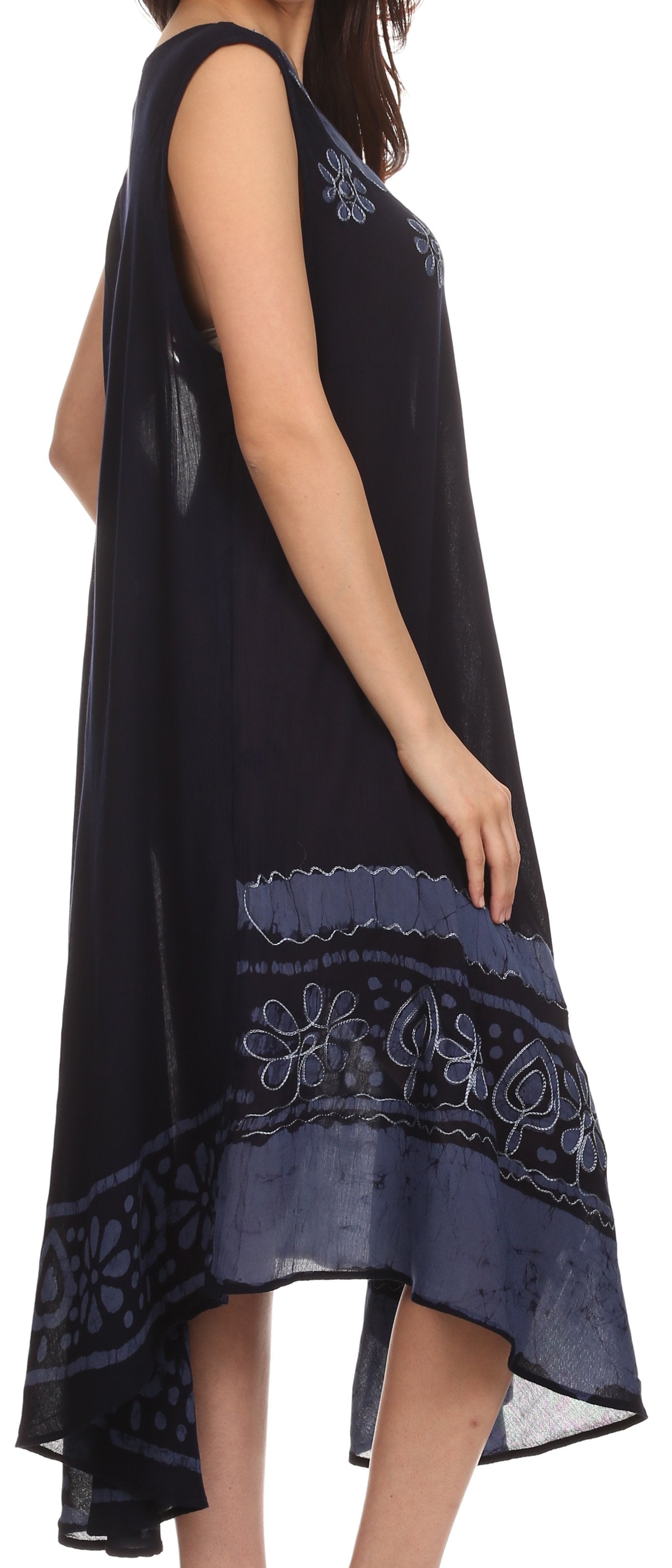 Sakkas Batik Flower Caftan Tank Dress / Cover Up - Concordia Style Boutique