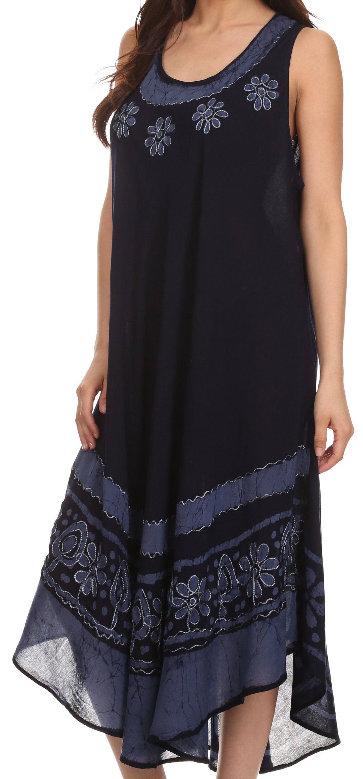Sakkas Batik Flower Caftan Tank Dress / Cover Up - Concordia Style Boutique