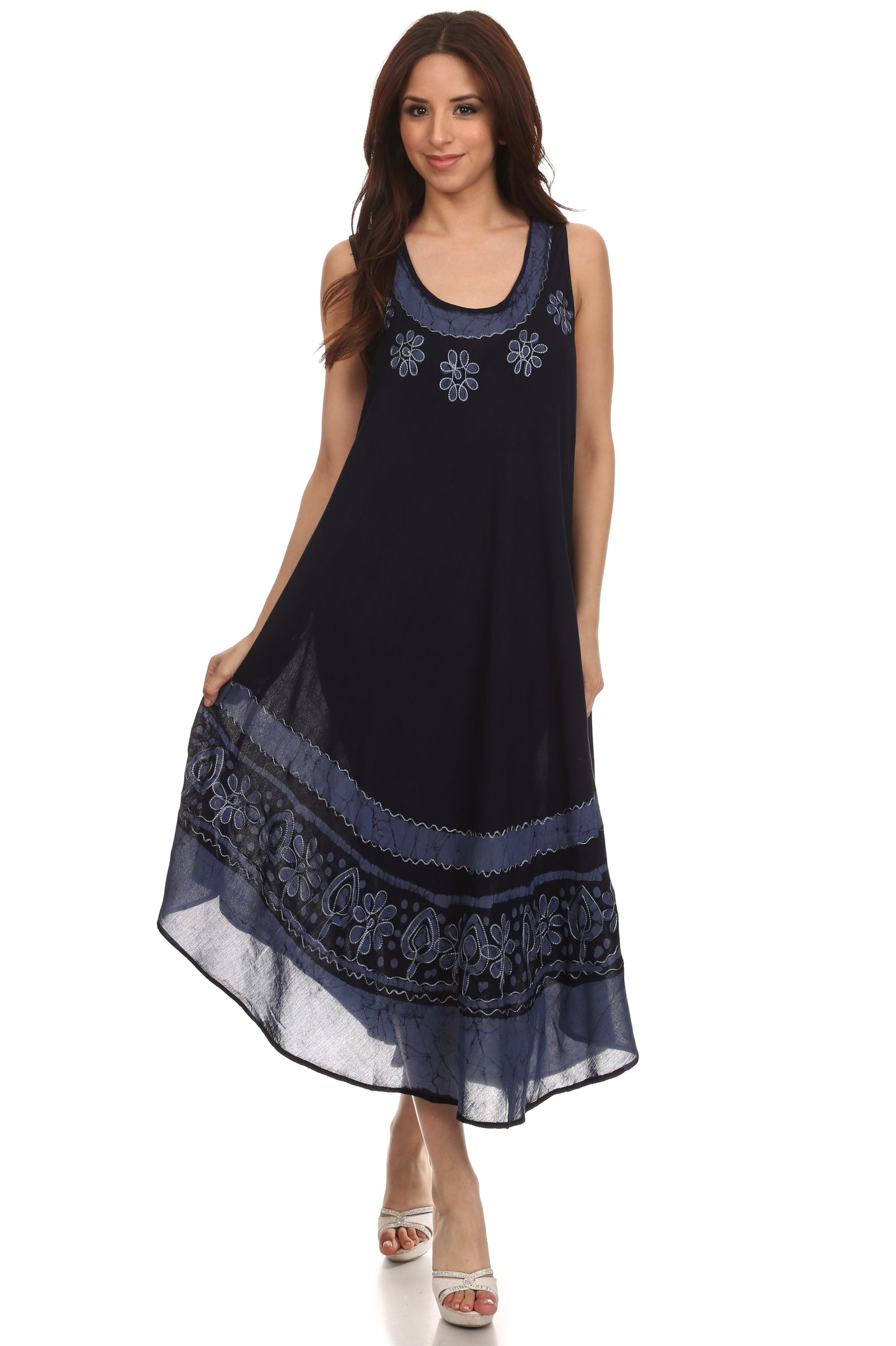 Sakkas Batik Flower Caftan Tank Dress / Cover Up - Concordia Style Boutique