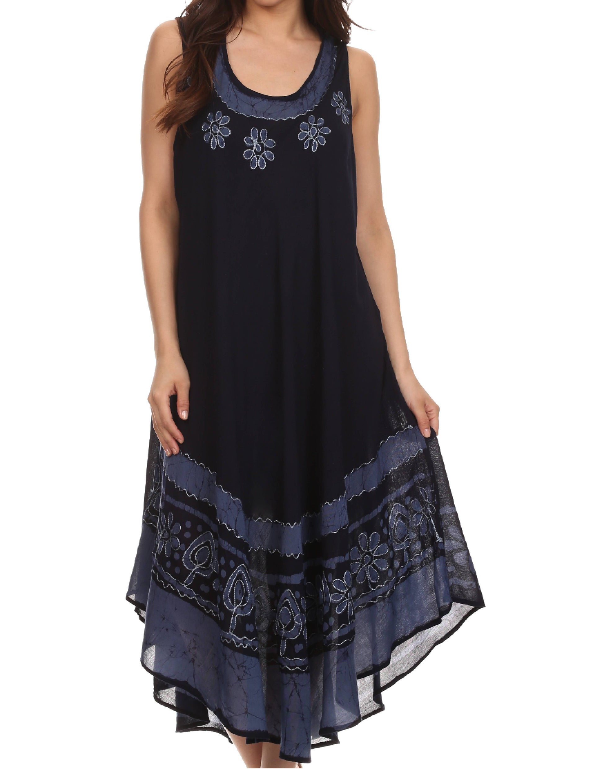 Sakkas Batik Flower Caftan Tank Dress / Cover Up - Concordia Style Boutique
