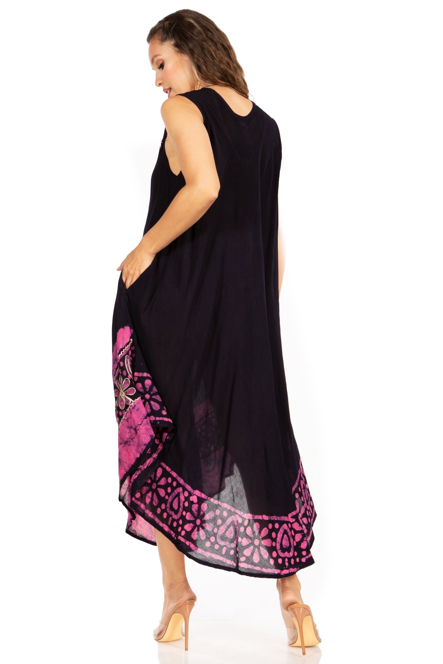 Sakkas Batik Flower Caftan Tank Dress / Cover Up - Concordia Style Boutique
