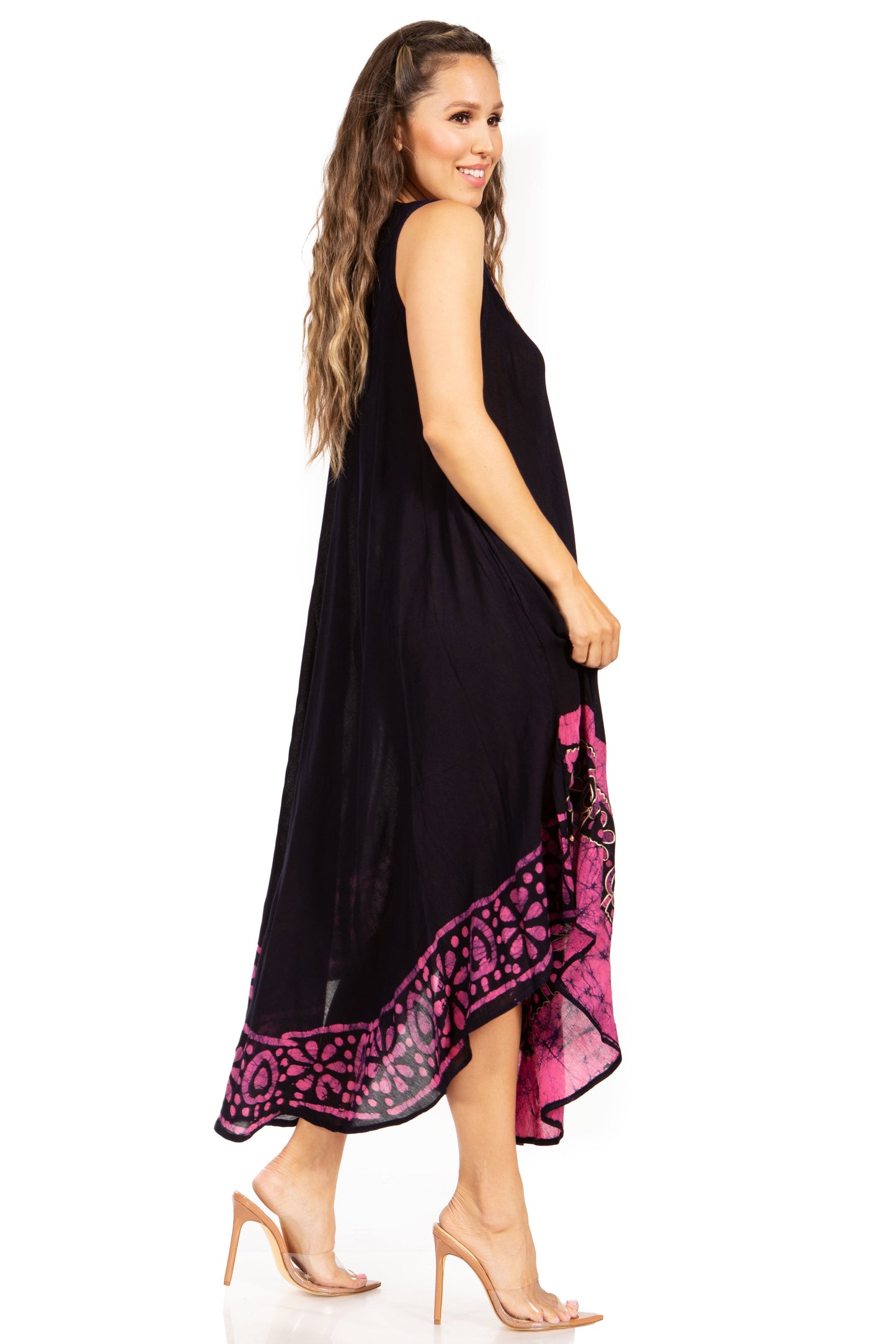 Sakkas Batik Flower Caftan Tank Dress / Cover Up - Concordia Style Boutique