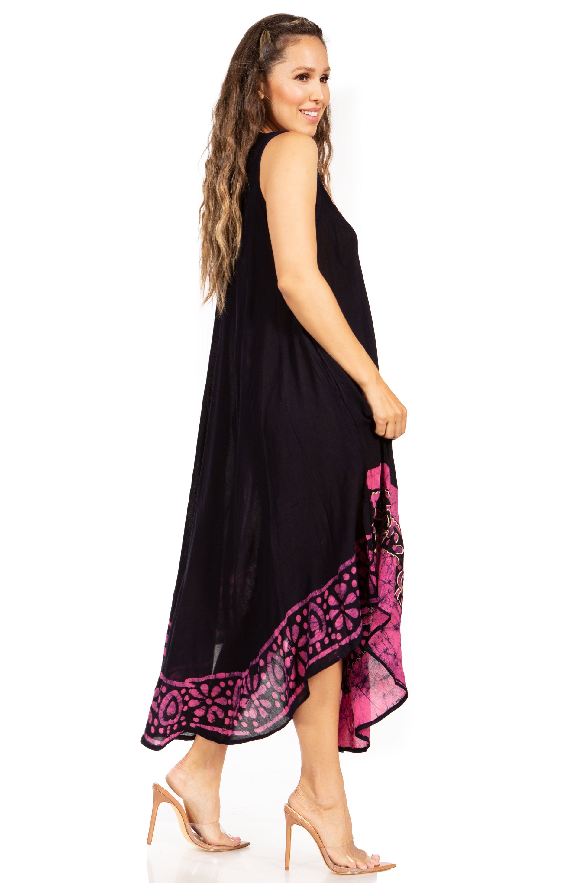 Sakkas Batik Flower Caftan Tank Dress / Cover Up - Concordia Style Boutique
