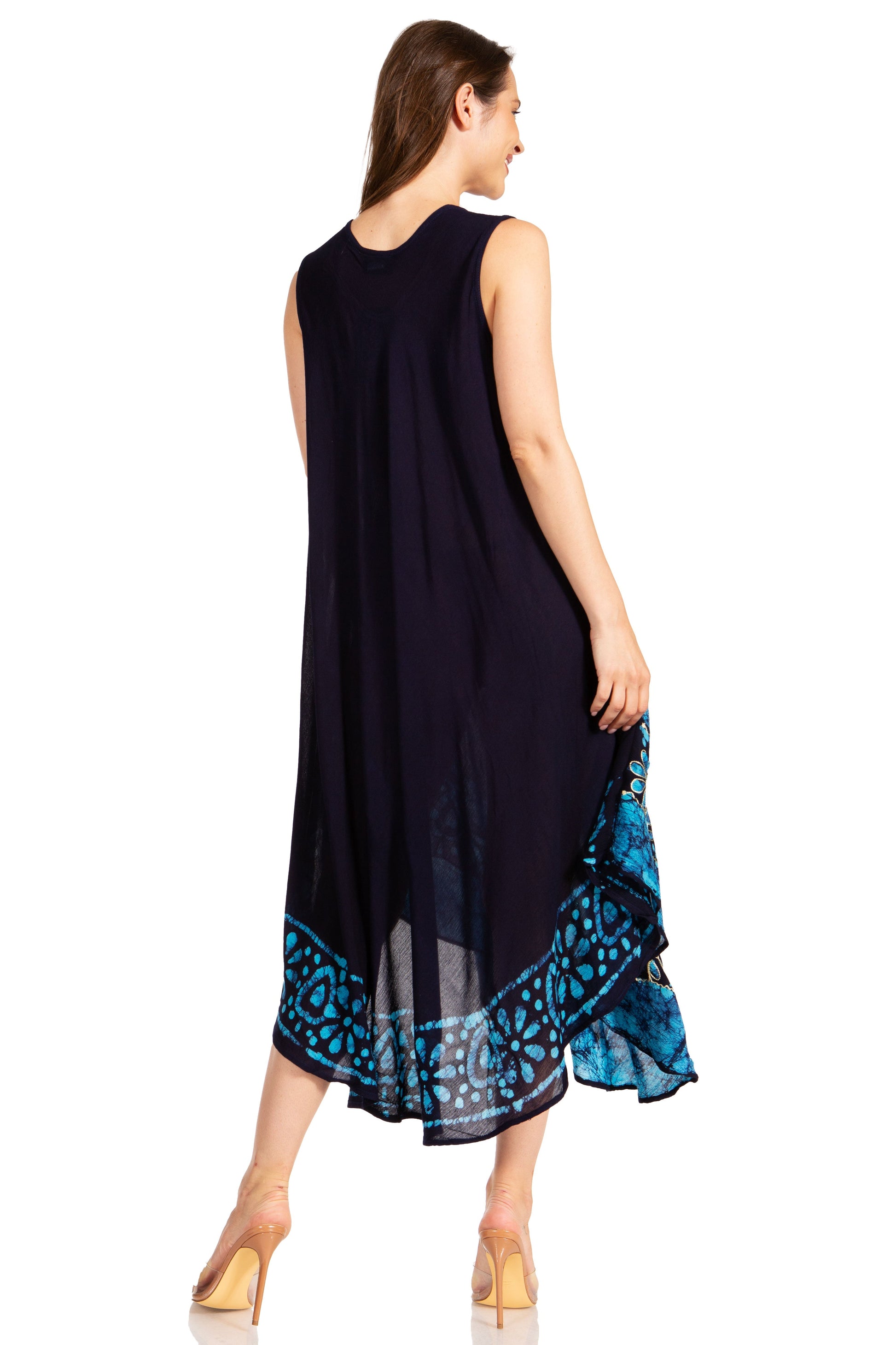 Sakkas Batik Flower Caftan Tank Dress / Cover Up - Concordia Style Boutique