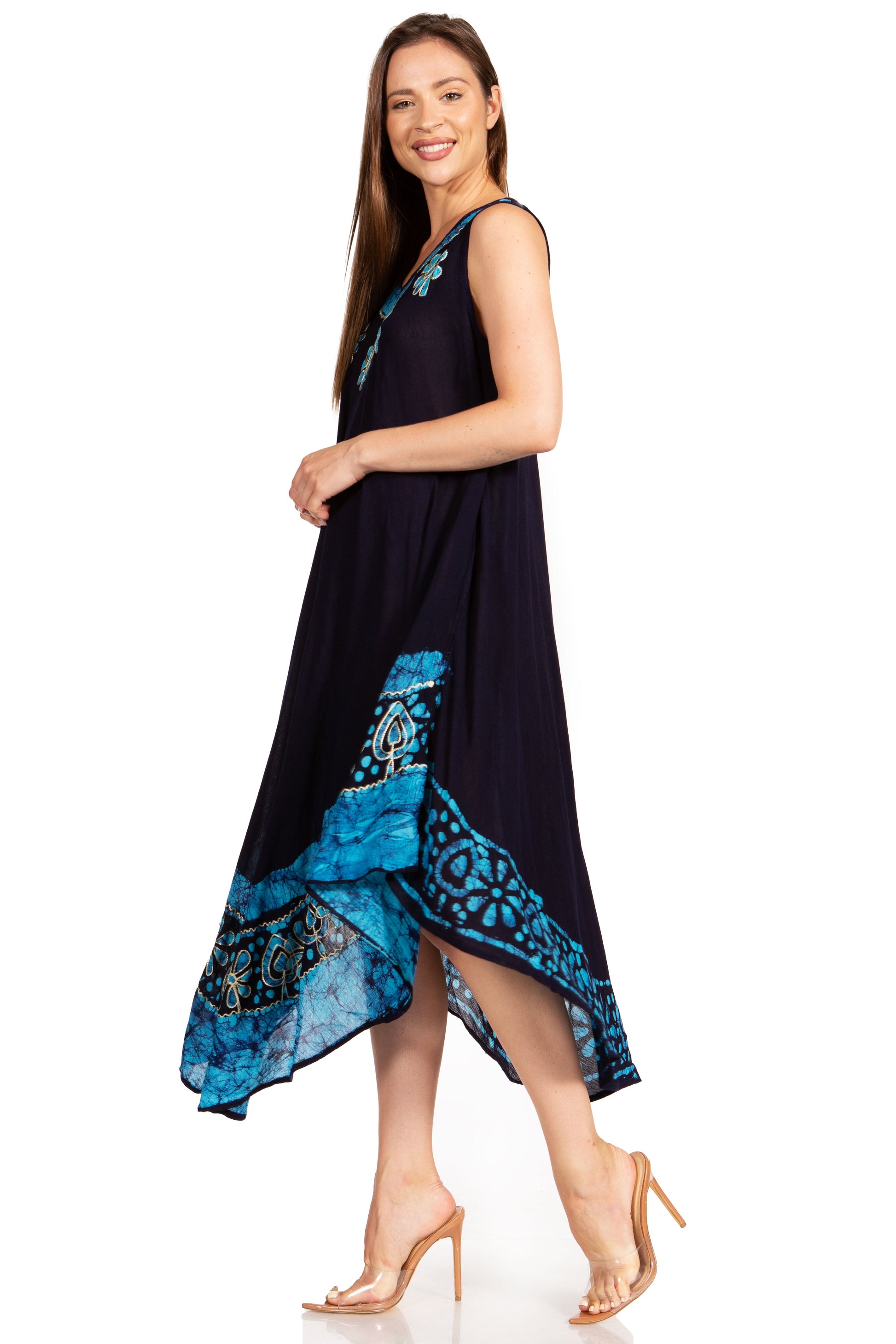 Sakkas Batik Flower Caftan Tank Dress / Cover Up - Concordia Style Boutique