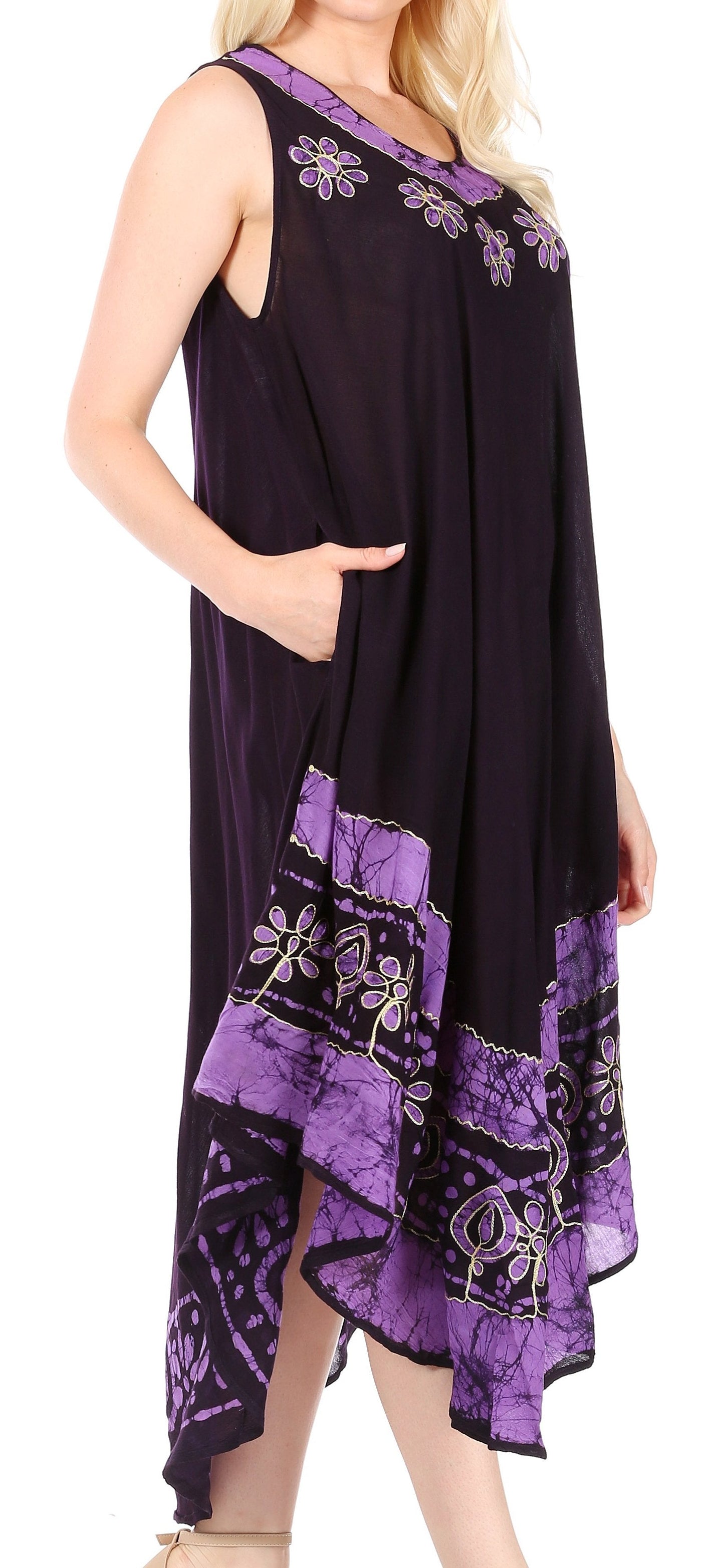 Sakkas Batik Flower Caftan Tank Dress / Cover Up - Concordia Style Boutique