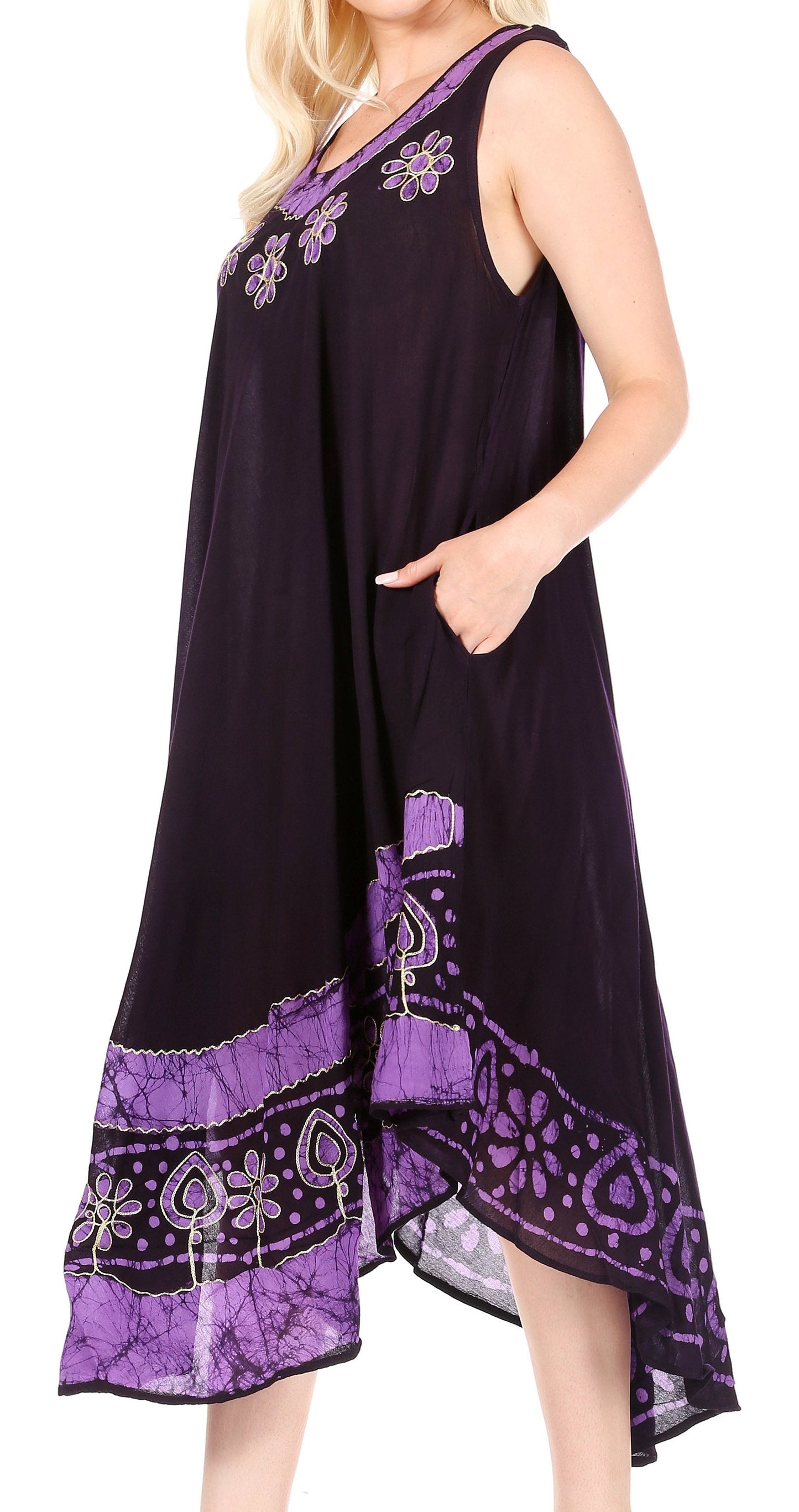 Sakkas Batik Flower Caftan Tank Dress / Cover Up - Concordia Style Boutique