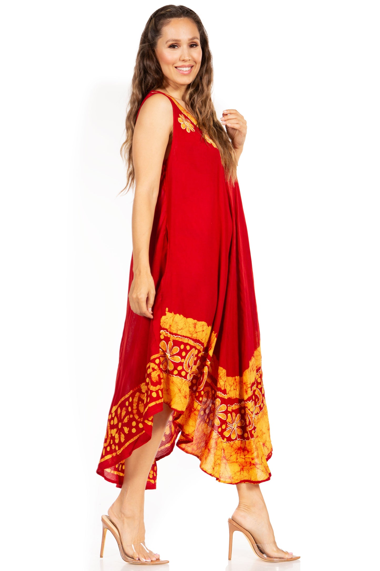 Sakkas Batik Flower Caftan Tank Dress / Cover Up - Concordia Style Boutique