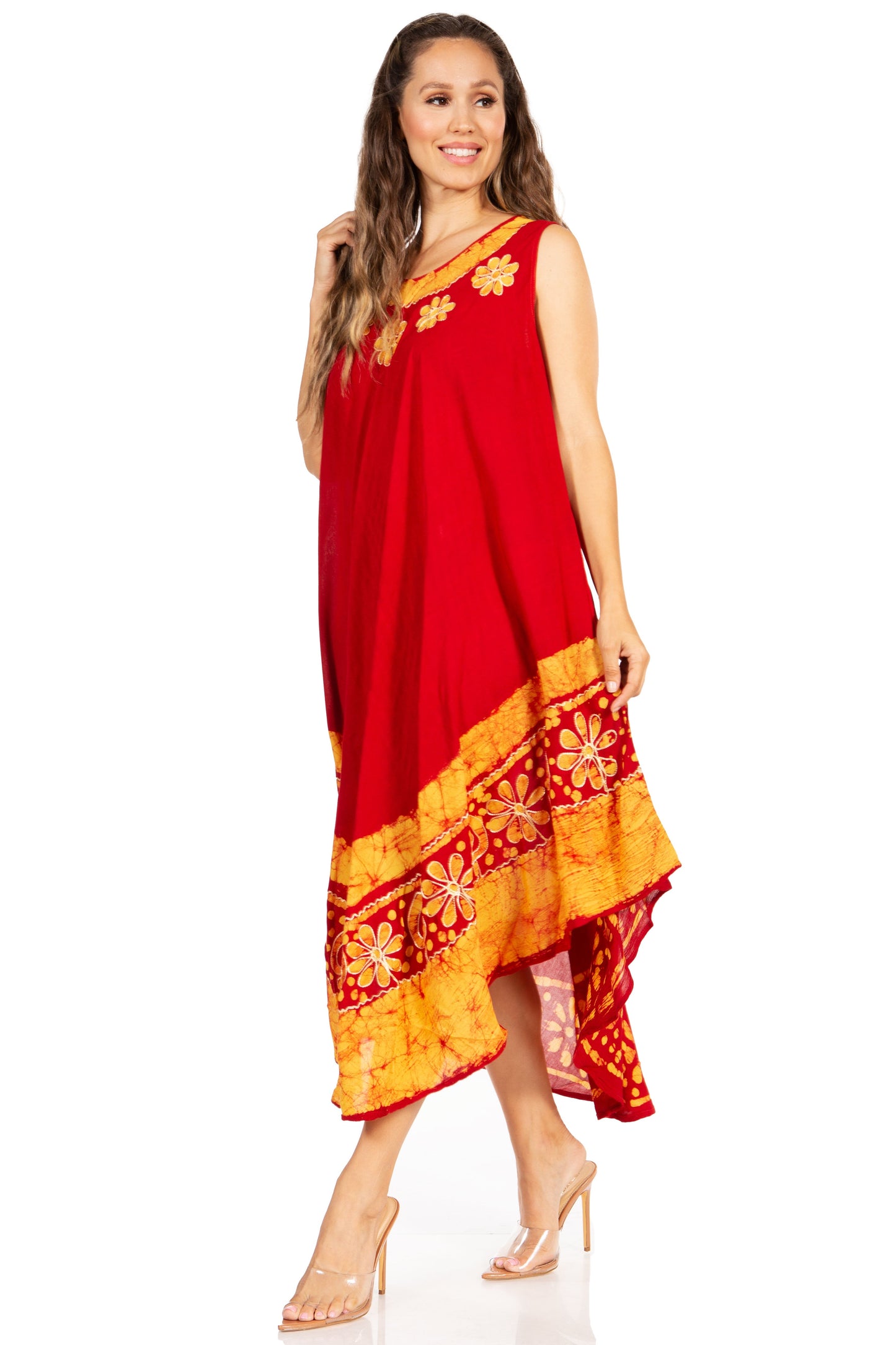 Sakkas Batik Flower Caftan Tank Dress / Cover Up - Concordia Style Boutique
