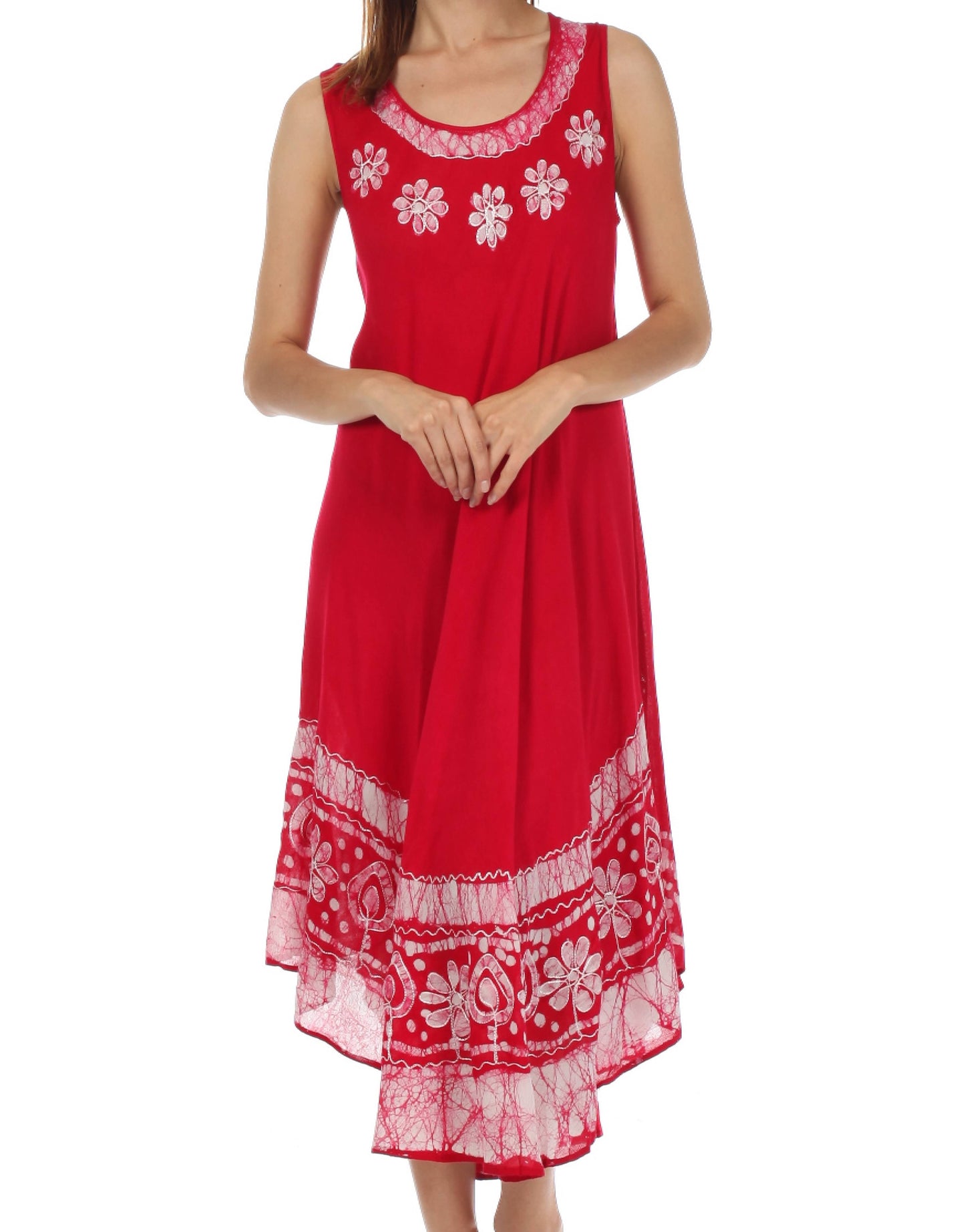 Sakkas Batik Flower Caftan Tank Dress / Cover Up - Concordia Style Boutique