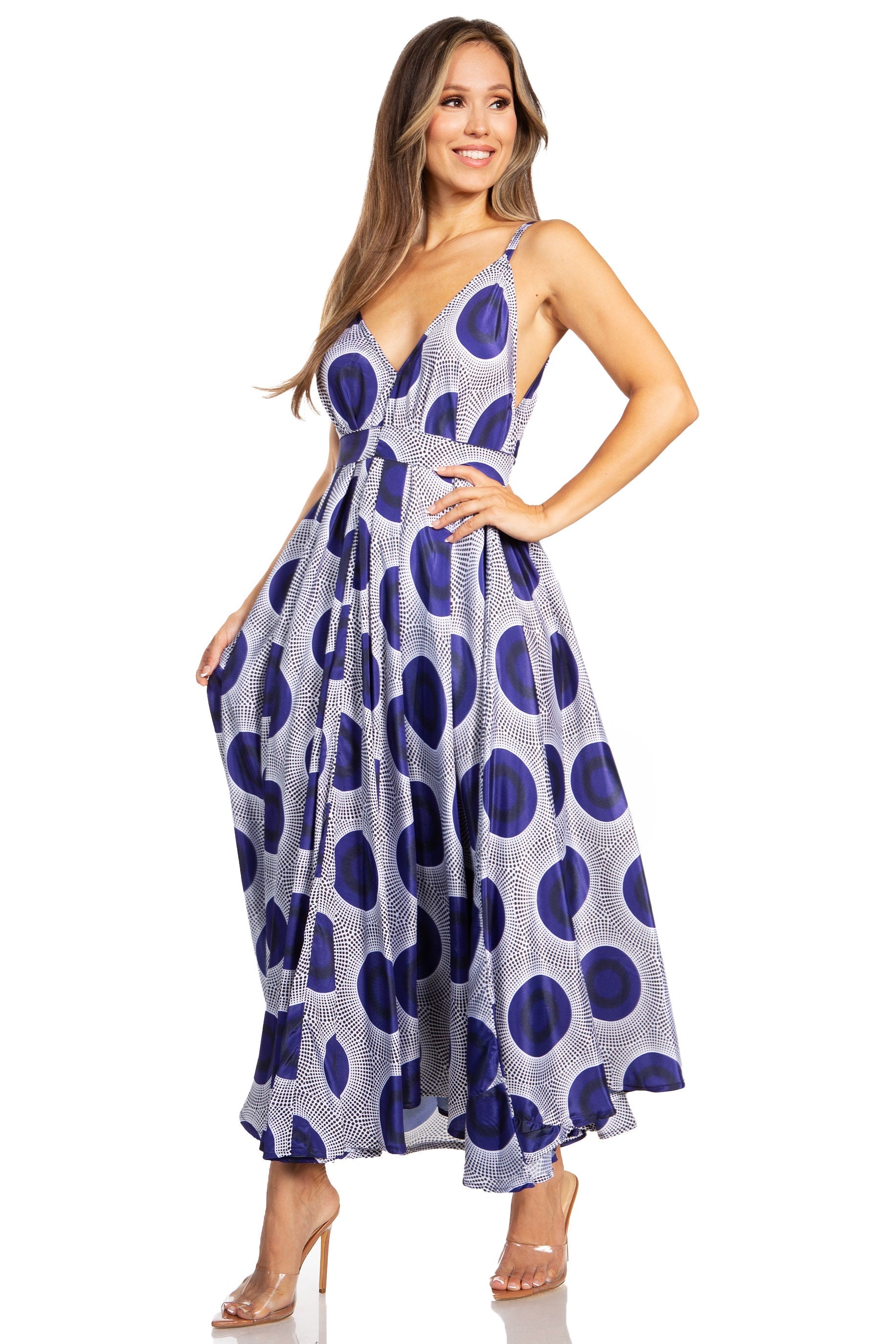 Sakkas Niza Women's Maxi Summer Casual Sleeveless Floral V neck Loose Long Dress - Concordia Style Boutique