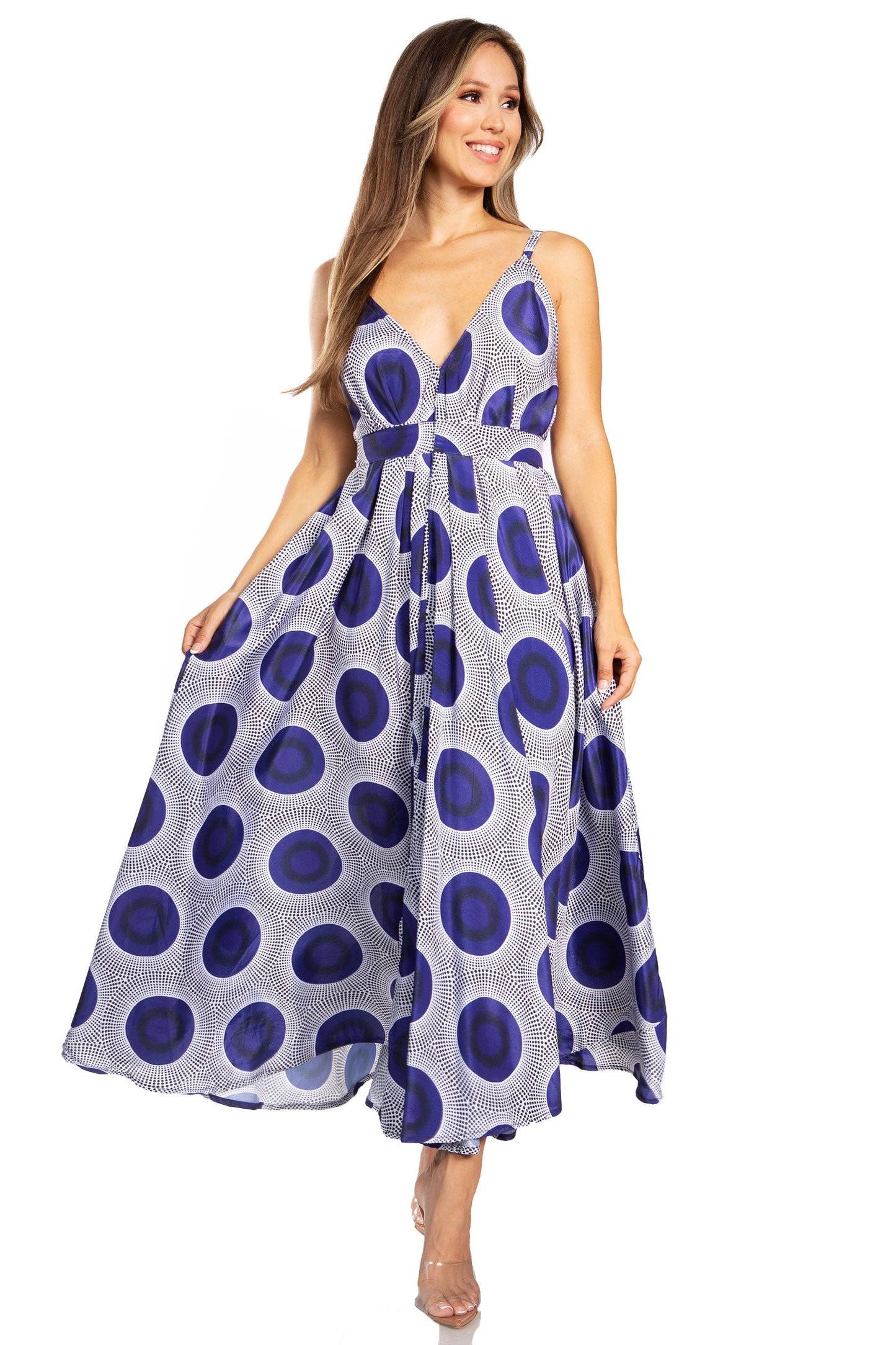 Sakkas Niza Women's Maxi Summer Casual Sleeveless Floral V neck Loose Long Dress - Concordia Style Boutique
