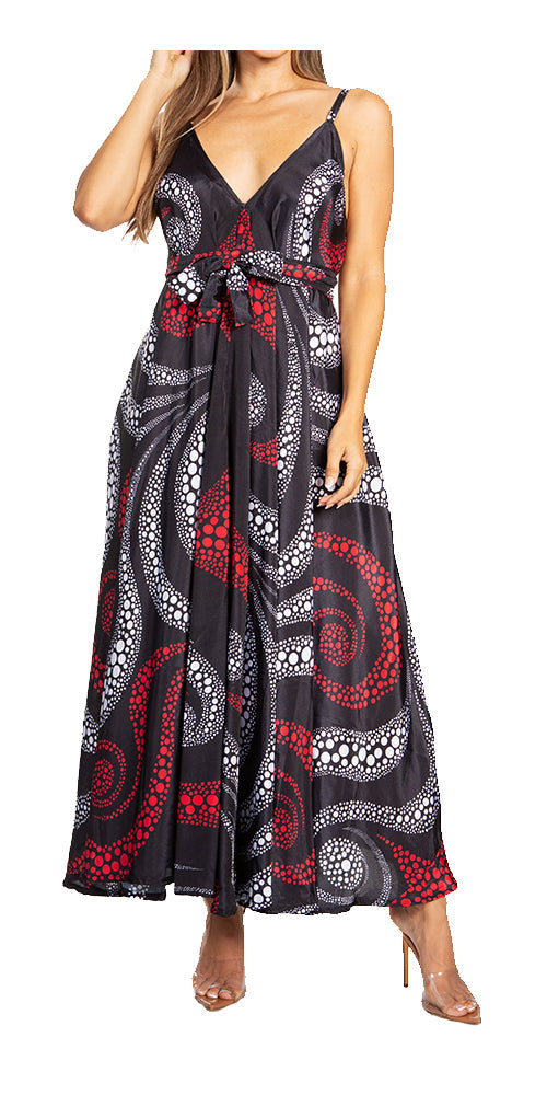 Sakkas Niza Women's Maxi Summer Casual Sleeveless Floral V neck Loose Long Dress - Concordia Style Boutique
