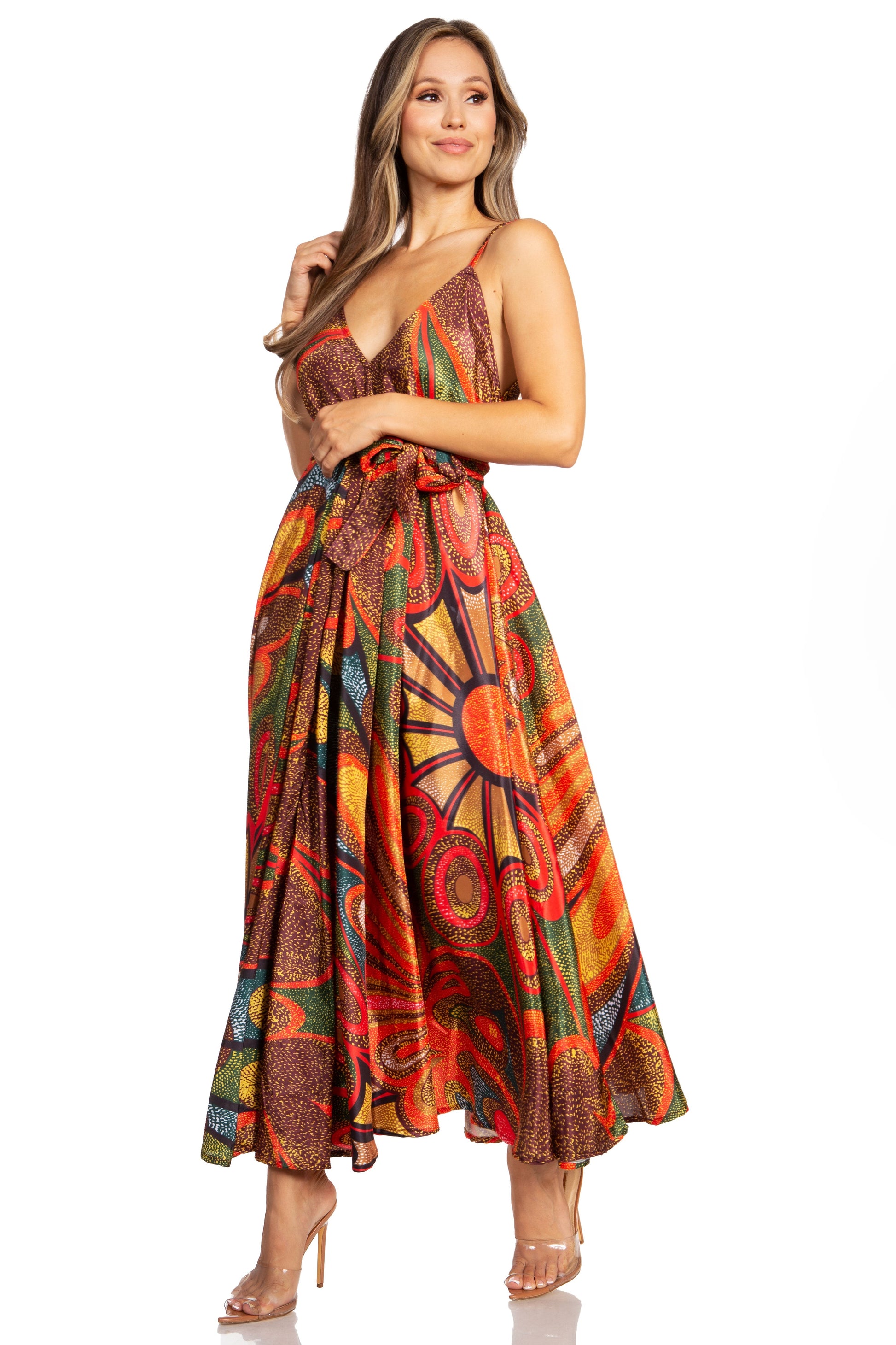 Sakkas Niza Women's Maxi Summer Casual Sleeveless Floral V neck Loose Long Dress - Concordia Style Boutique