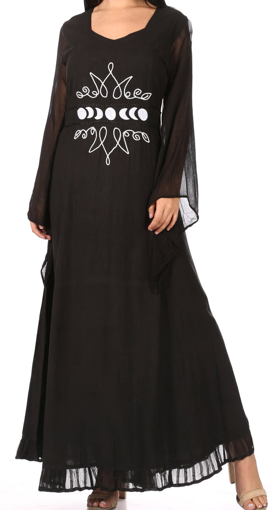 Sakkas Eve Women's Long Sleeve Casual Medieval Renaissance Celtic Maxi Dress Soft - Concordia Style Boutique
