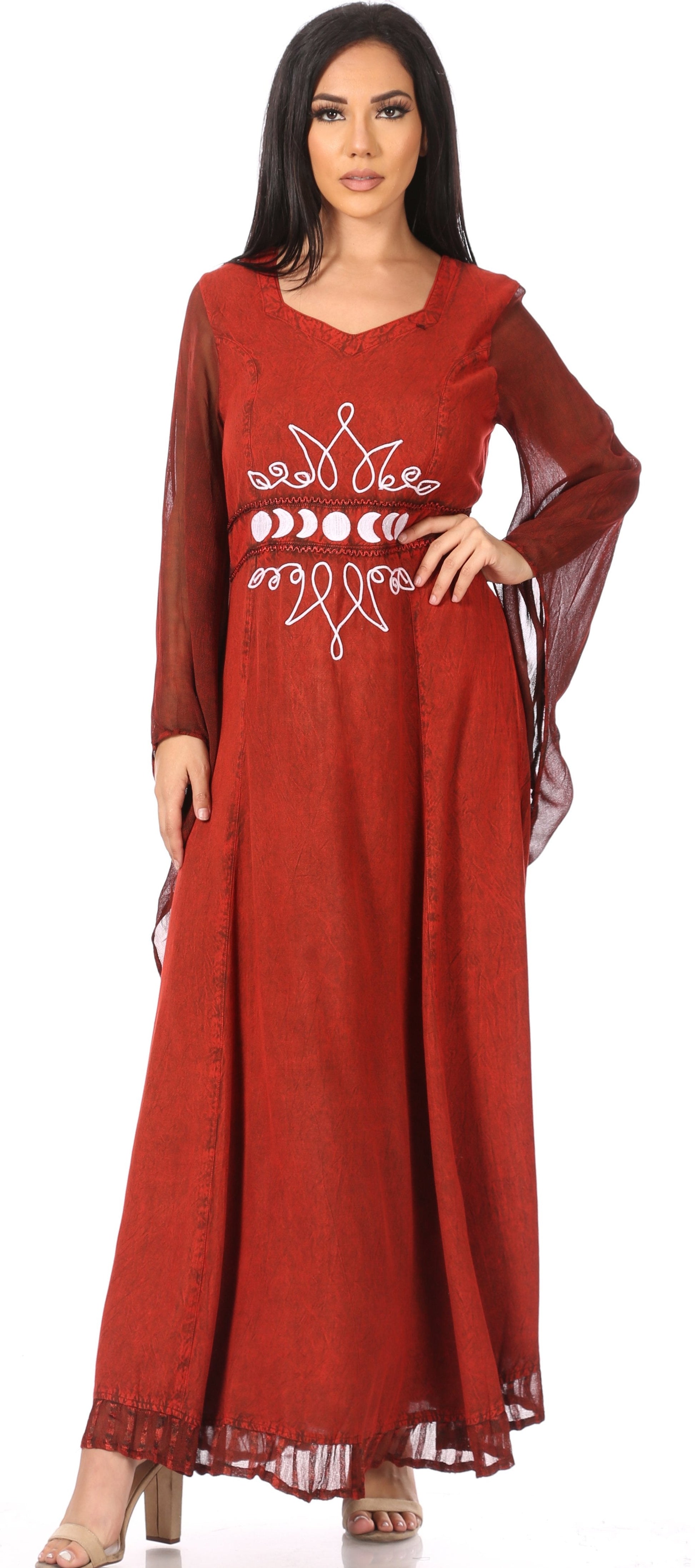 Sakkas Eve Women's Long Sleeve Casual Medieval Renaissance Celtic Maxi Dress Soft - Concordia Style Boutique
