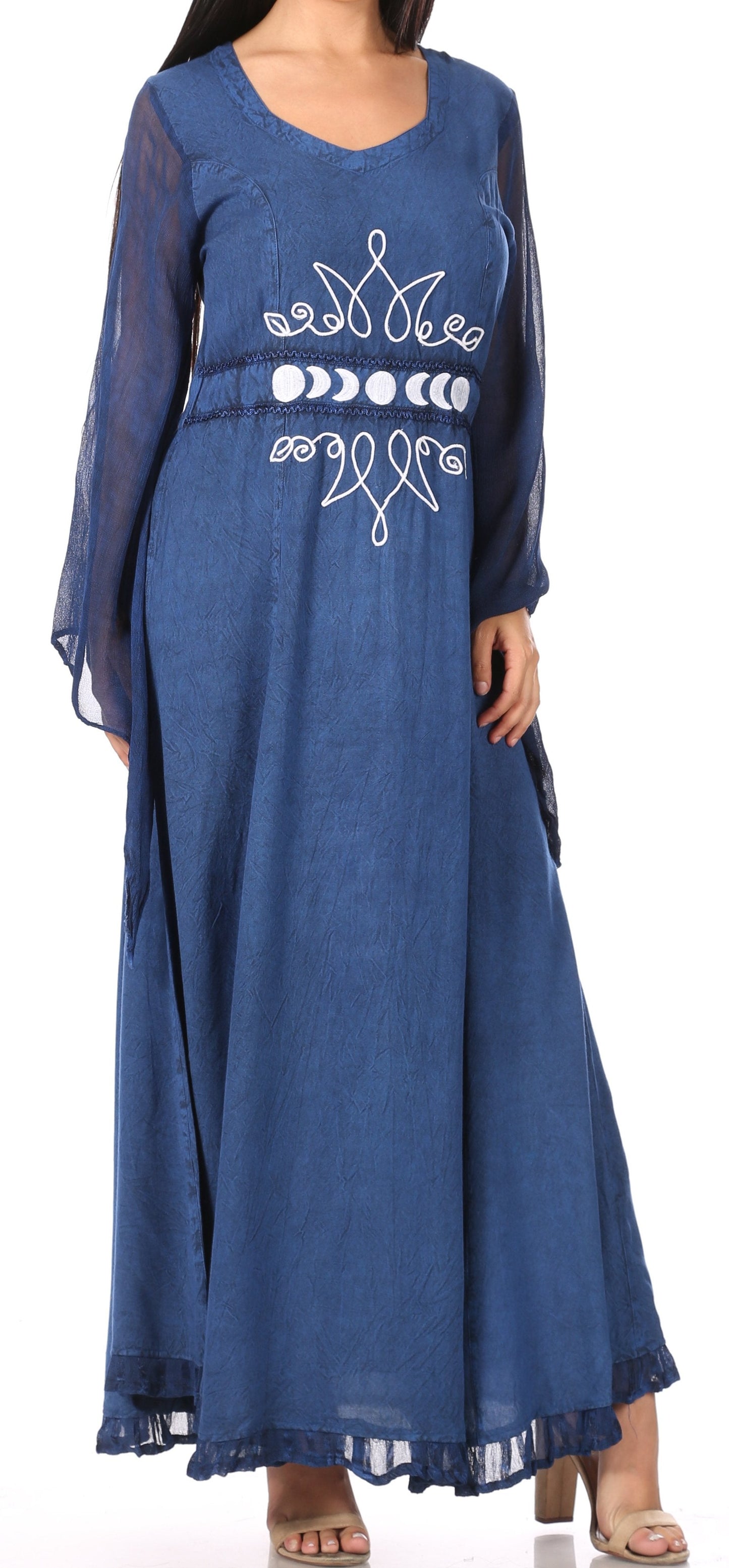 Sakkas Eve Women's Long Sleeve Casual Medieval Renaissance Celtic Maxi Dress Soft - Concordia Style Boutique