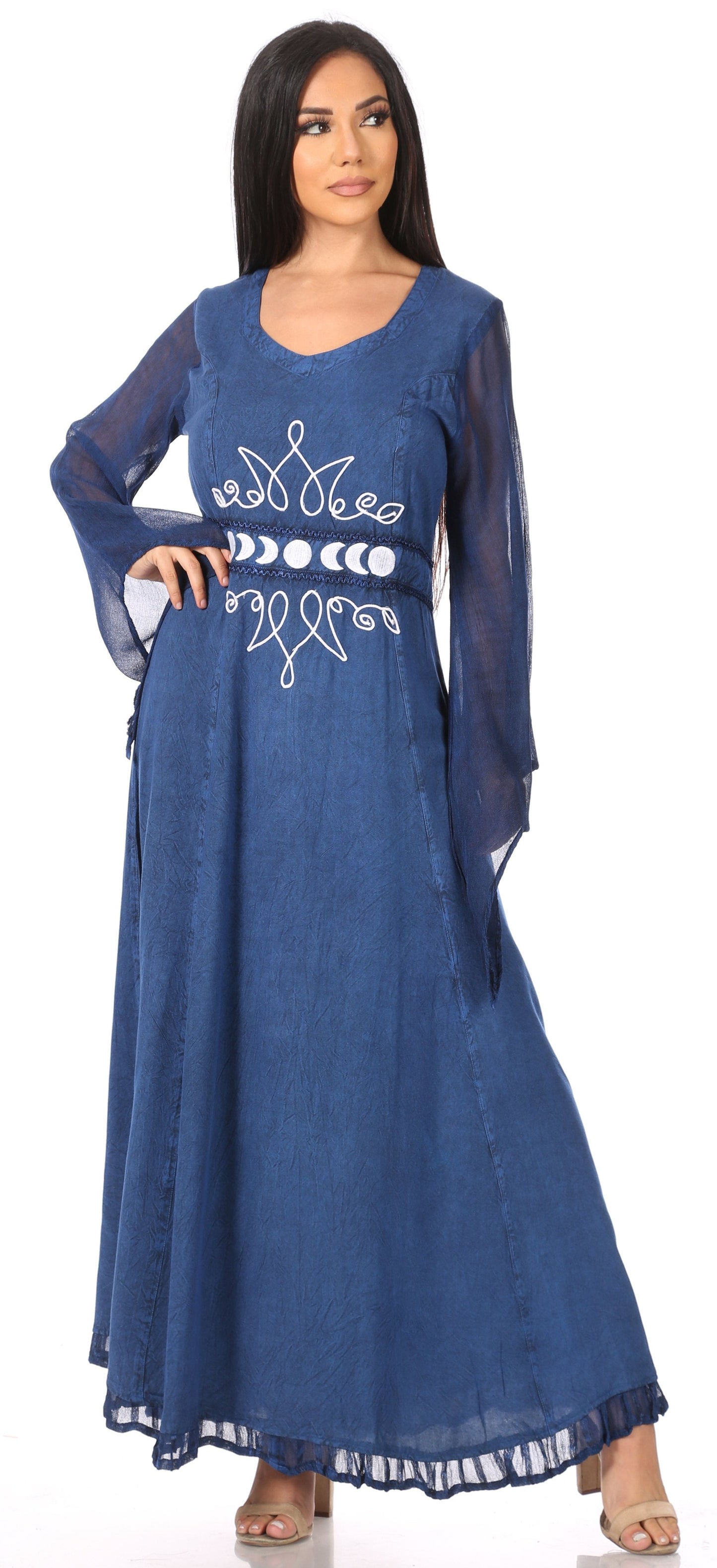 Sakkas Eve Women's Long Sleeve Casual Medieval Renaissance Celtic Maxi Dress Soft - Concordia Style Boutique