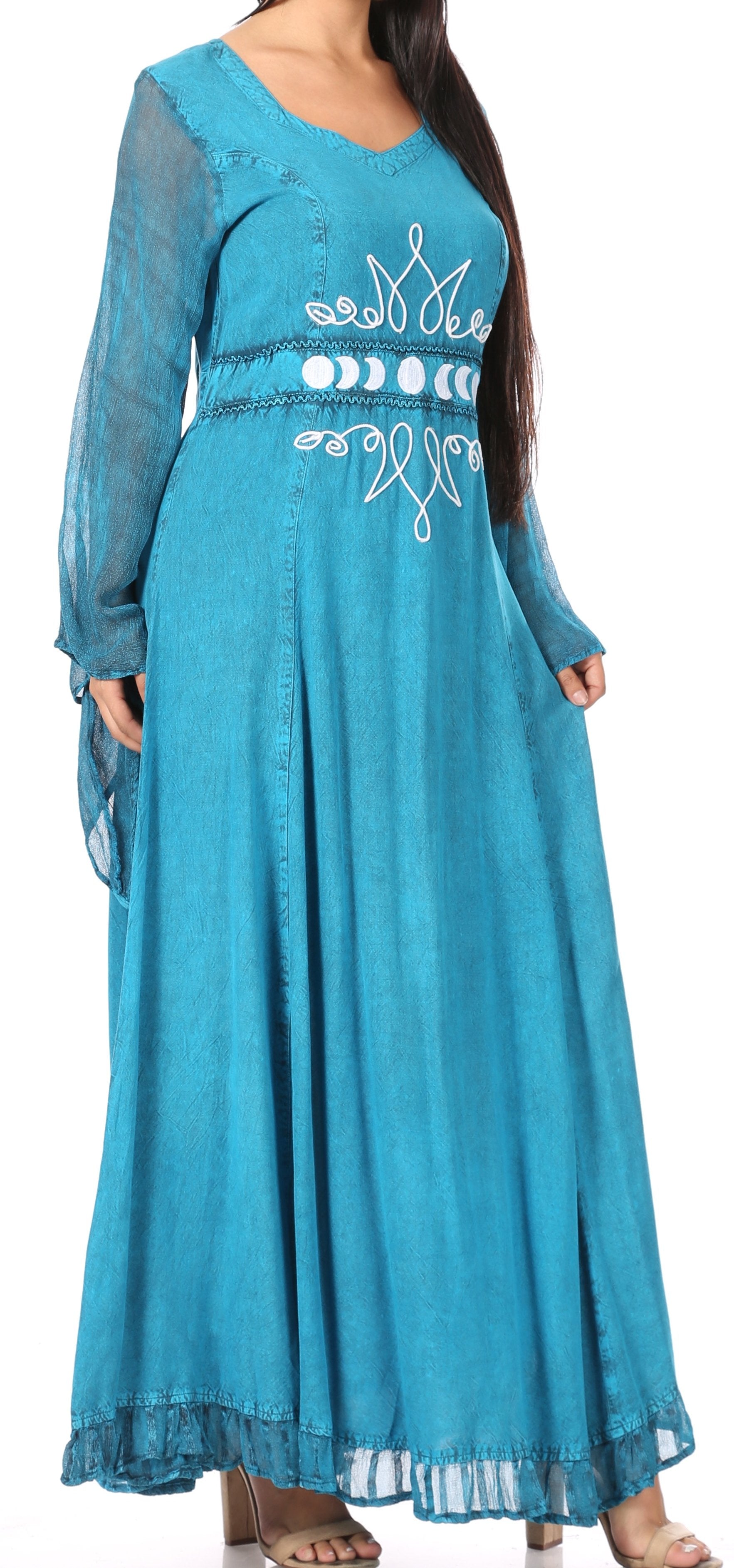 Sakkas Eve Women's Long Sleeve Casual Medieval Renaissance Celtic Maxi Dress Soft - Concordia Style Boutique