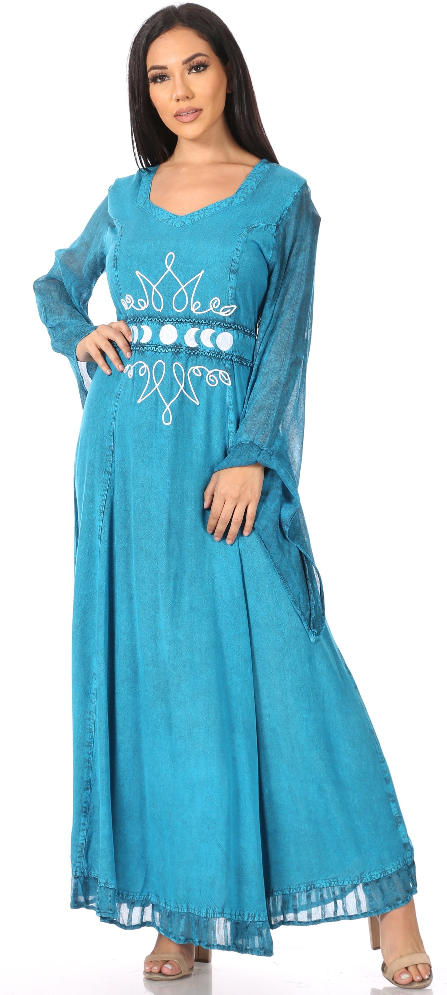 Sakkas Eve Women's Long Sleeve Casual Medieval Renaissance Celtic Maxi Dress Soft - Concordia Style Boutique