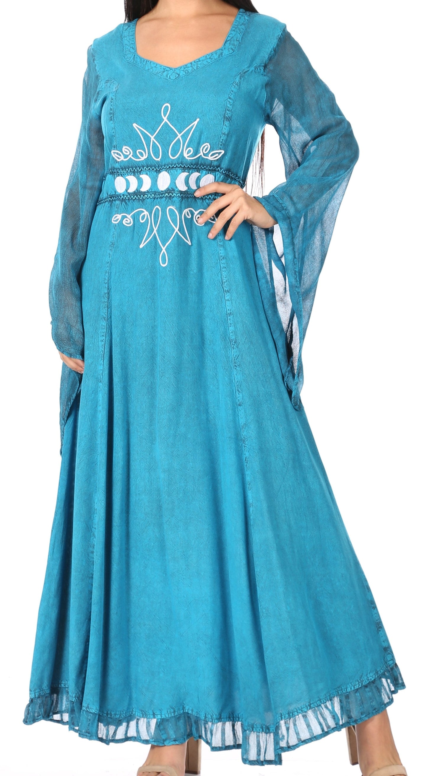 Sakkas Eve Women's Long Sleeve Casual Medieval Renaissance Celtic Maxi Dress Soft - Concordia Style Boutique