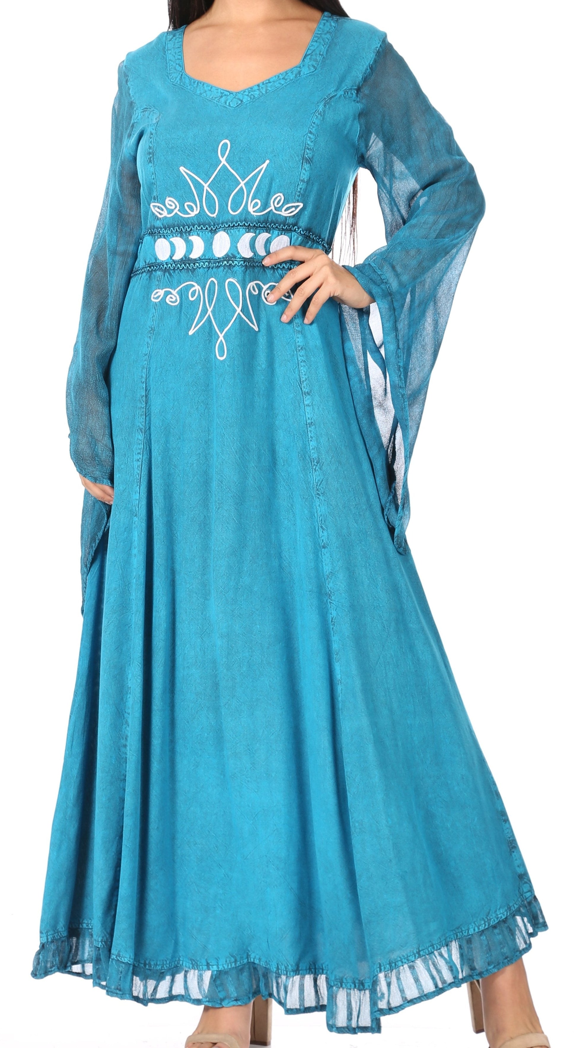 Sakkas Eve Women's Long Sleeve Casual Medieval Renaissance Celtic Maxi Dress Soft - Concordia Style Boutique