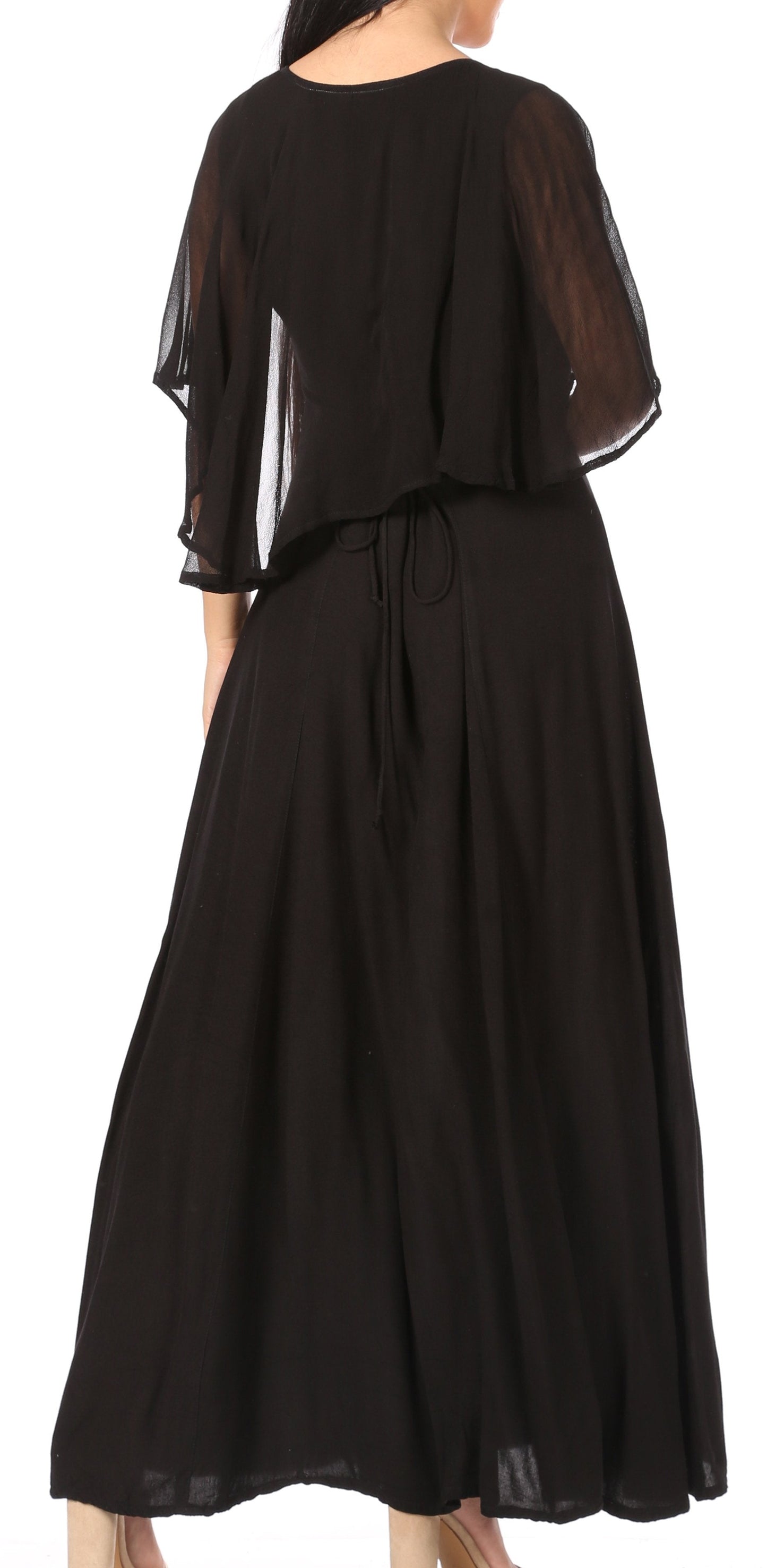 Sakkas Niam Women's Maxi Capelet Long Dress Celtic Medieval Renaissance Adjustable - Concordia Style Boutique