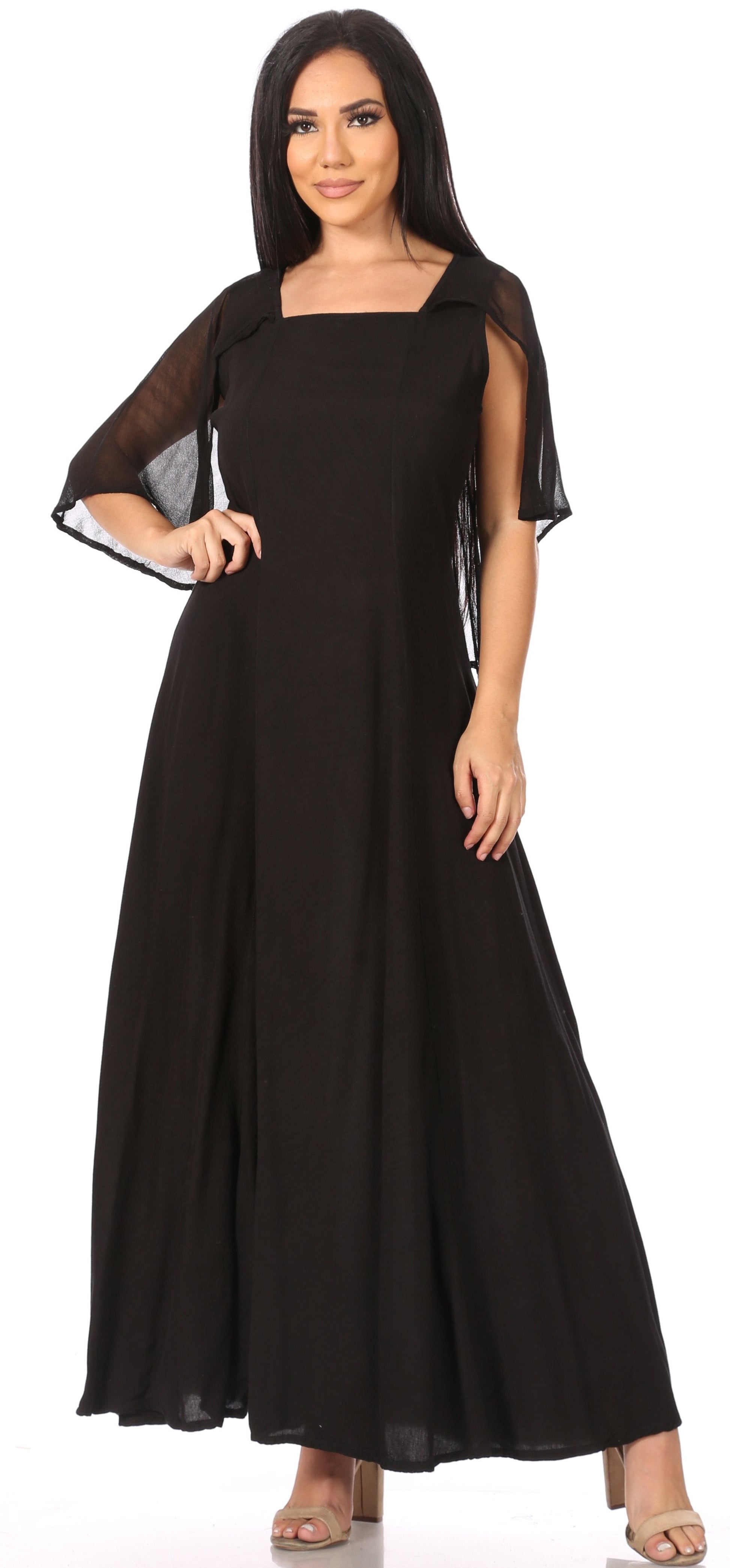 Sakkas Niam Women's Maxi Capelet Long Dress Celtic Medieval Renaissance Adjustable - Concordia Style Boutique