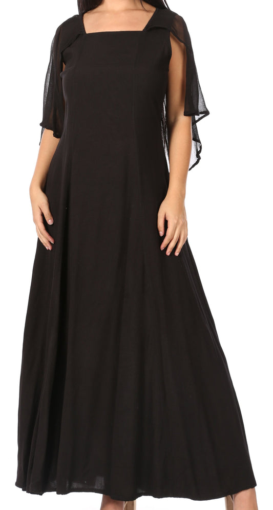 Sakkas Niam Women's Maxi Capelet Long Dress Celtic Medieval Renaissance Adjustable - Concordia Style Boutique