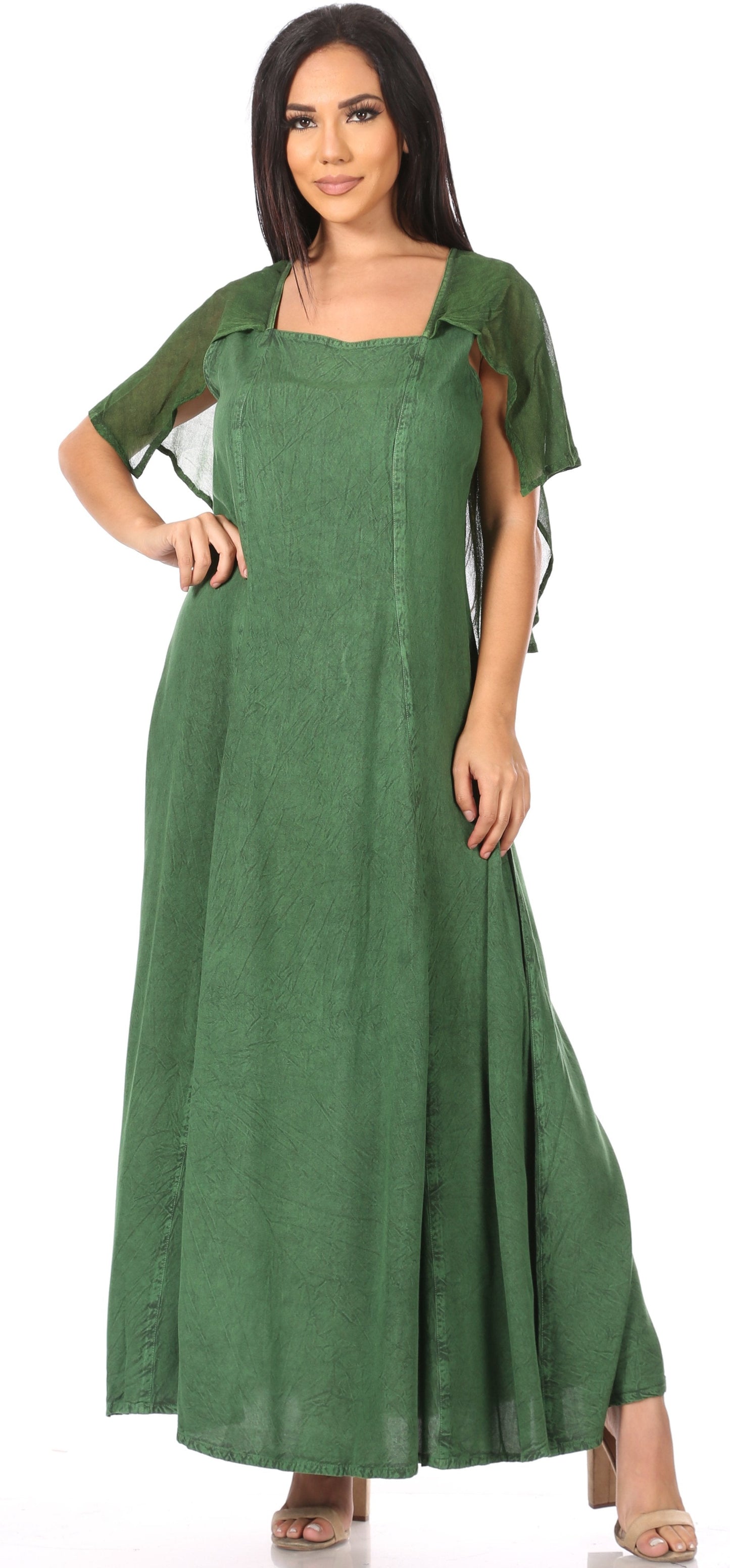 Sakkas Niam Women's Maxi Capelet Long Dress Celtic Medieval Renaissance Adjustable - Concordia Style Boutique