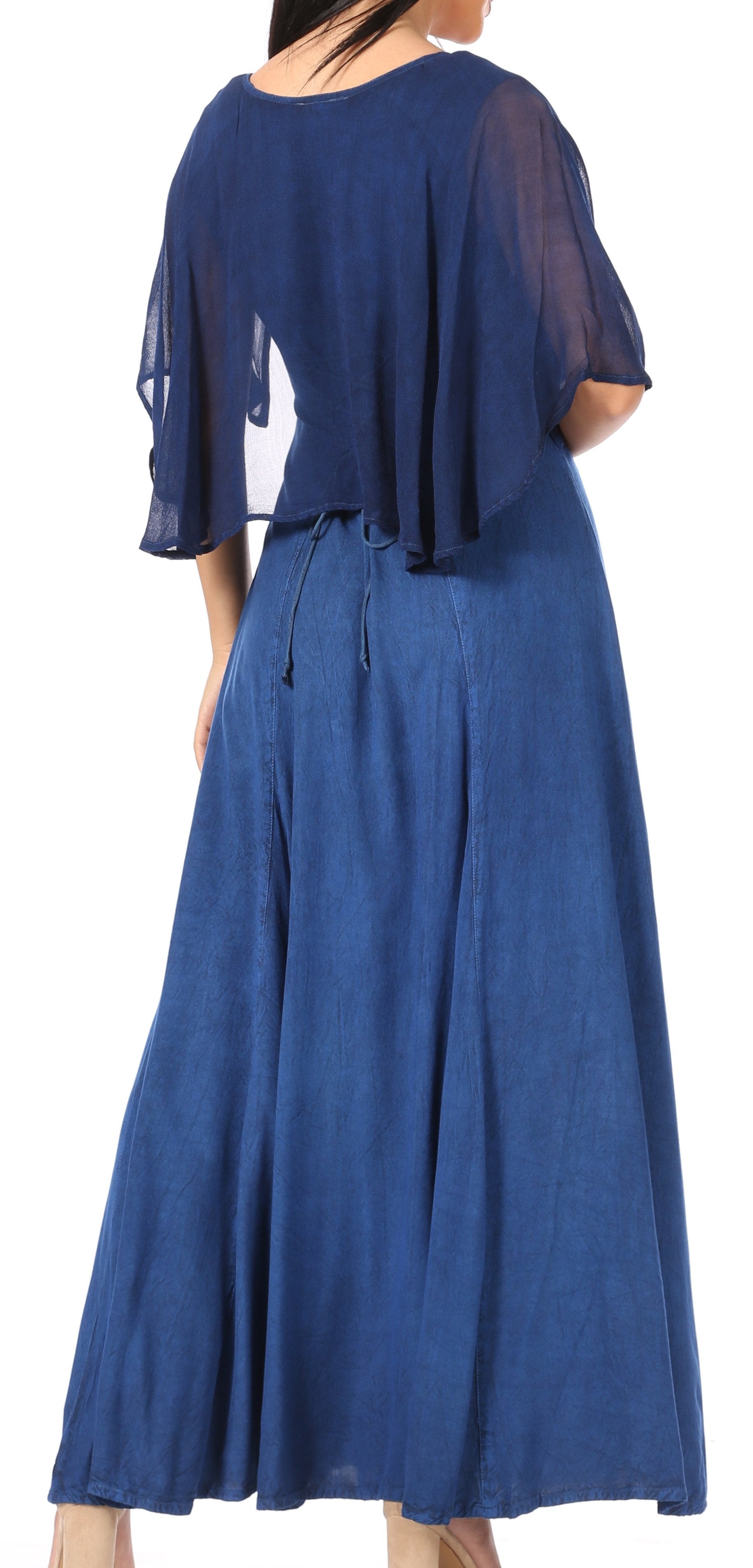 Sakkas Niam Women's Maxi Capelet Long Dress Celtic Medieval Renaissance Adjustable - Concordia Style Boutique