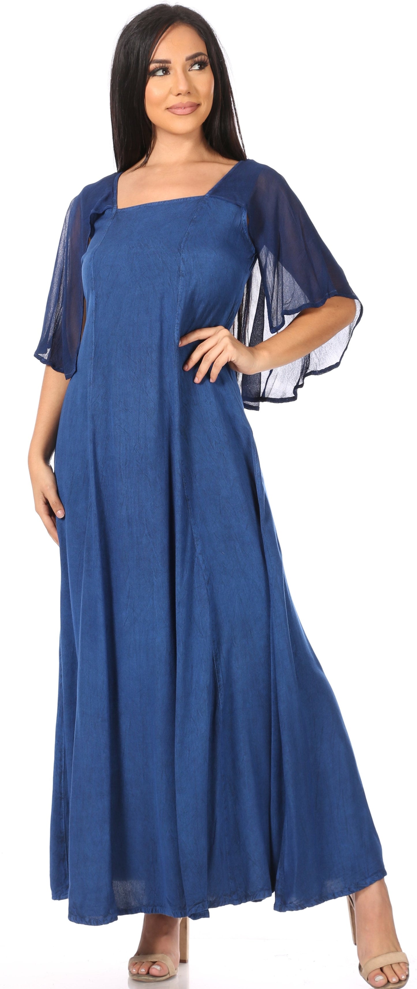 Sakkas Niam Women's Maxi Capelet Long Dress Celtic Medieval Renaissance Adjustable - Concordia Style Boutique