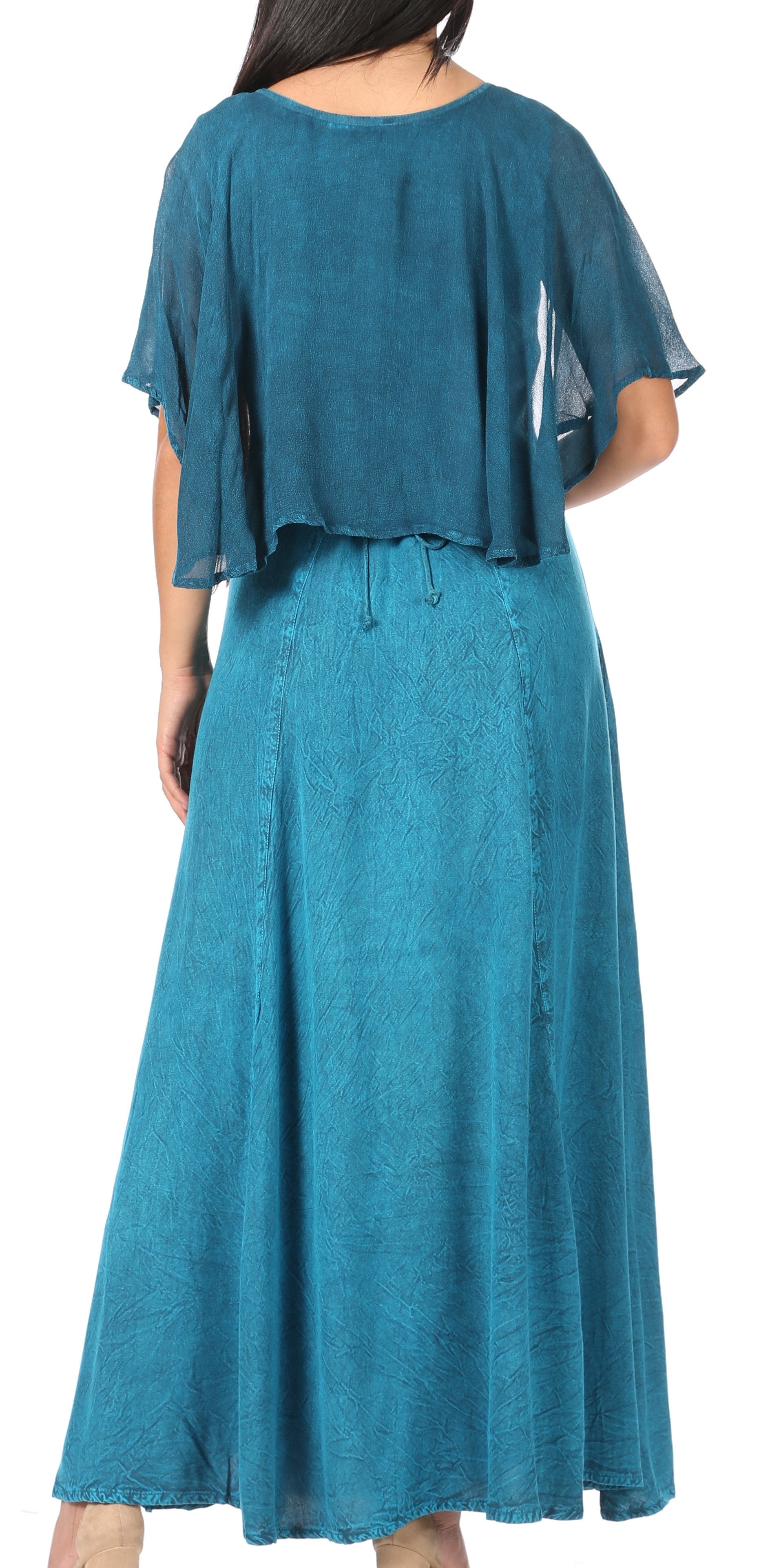 Sakkas Niam Women's Maxi Capelet Long Dress Celtic Medieval Renaissance Adjustable - Concordia Style Boutique