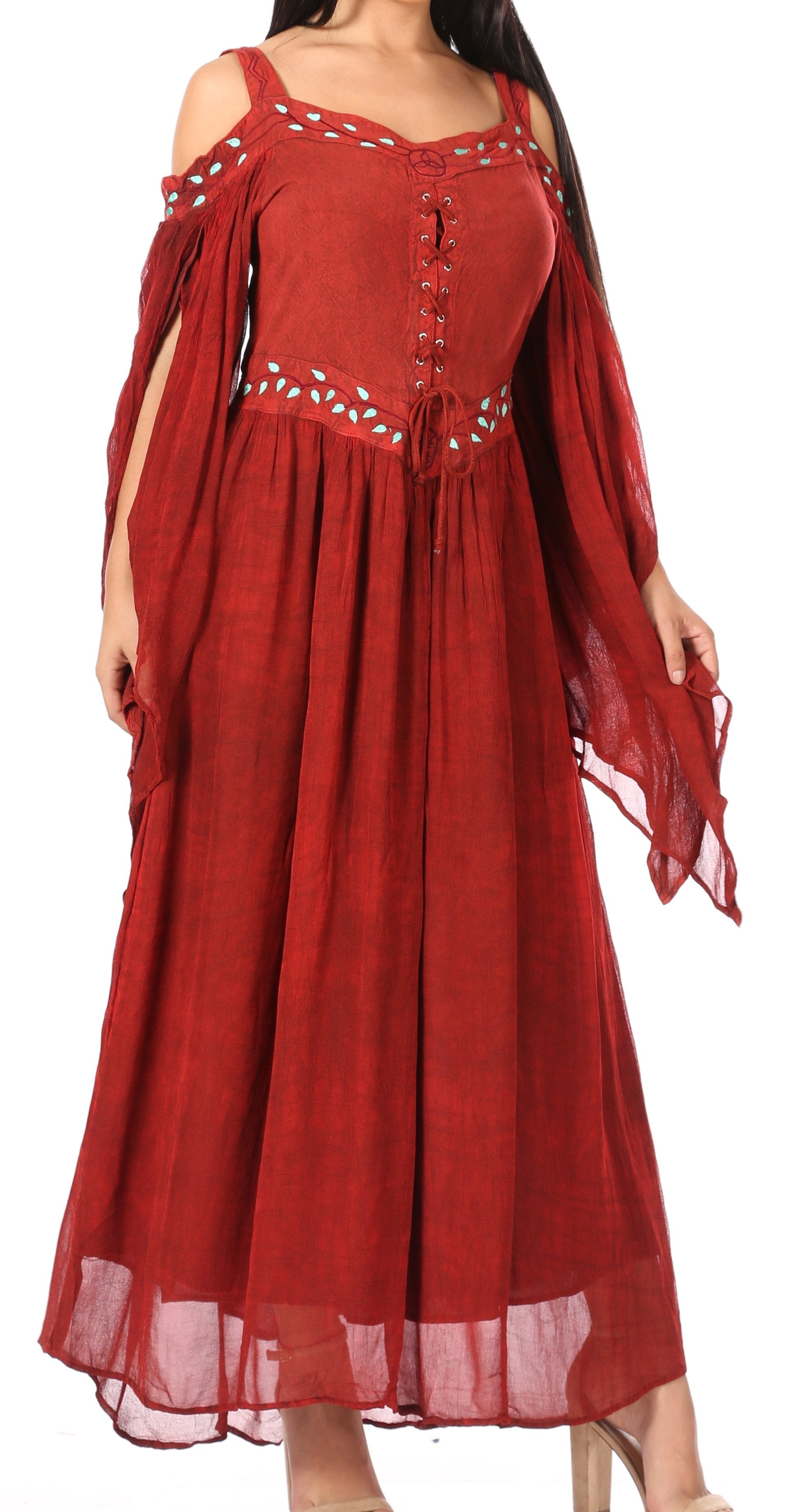 Sakkas Roisin Women's Medieval Celtic Renaissance Long Sleeve Costume Dress - Concordia Style Boutique