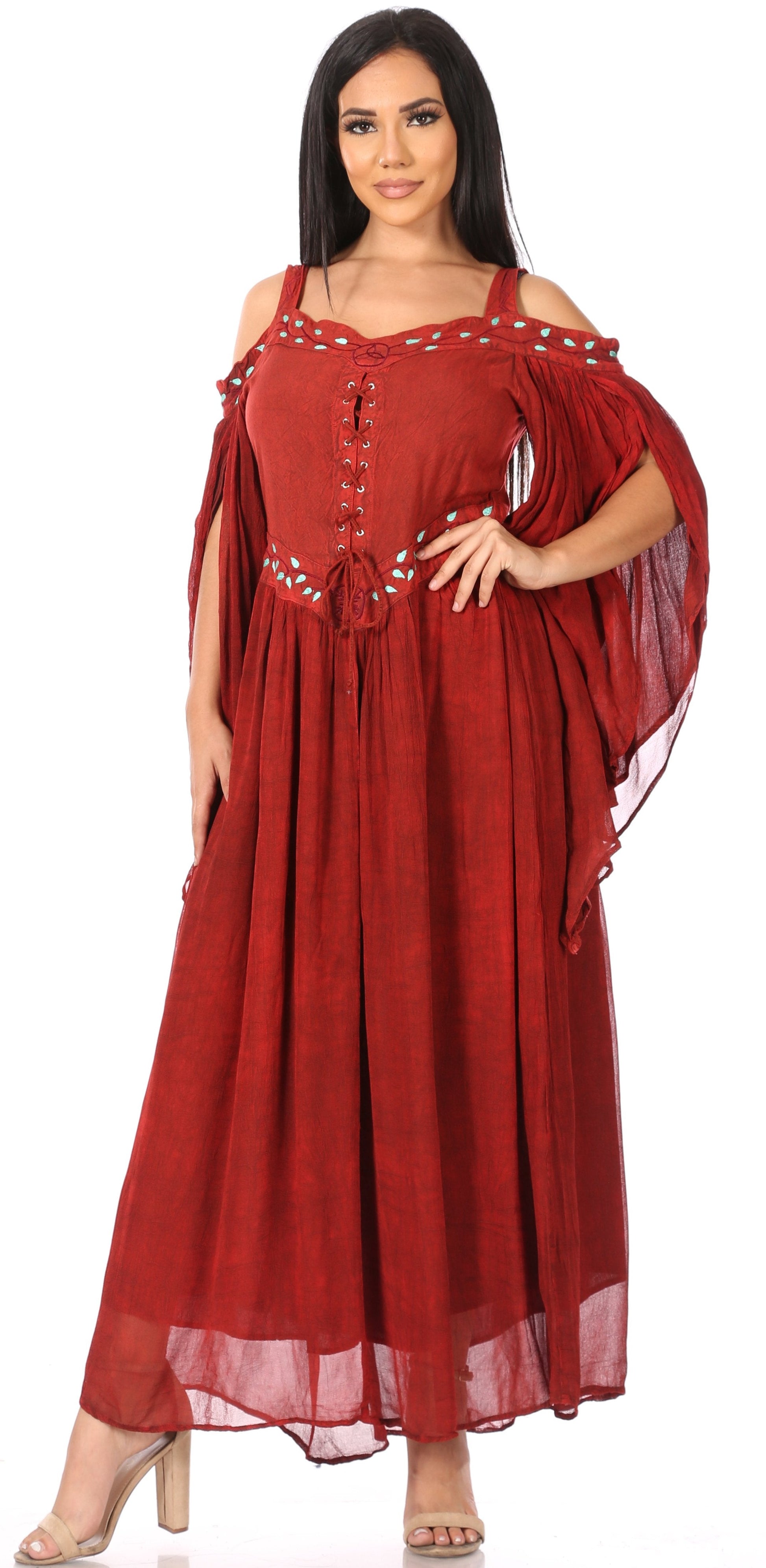 Sakkas Roisin Women's Medieval Celtic Renaissance Long Sleeve Costume Dress - Concordia Style Boutique