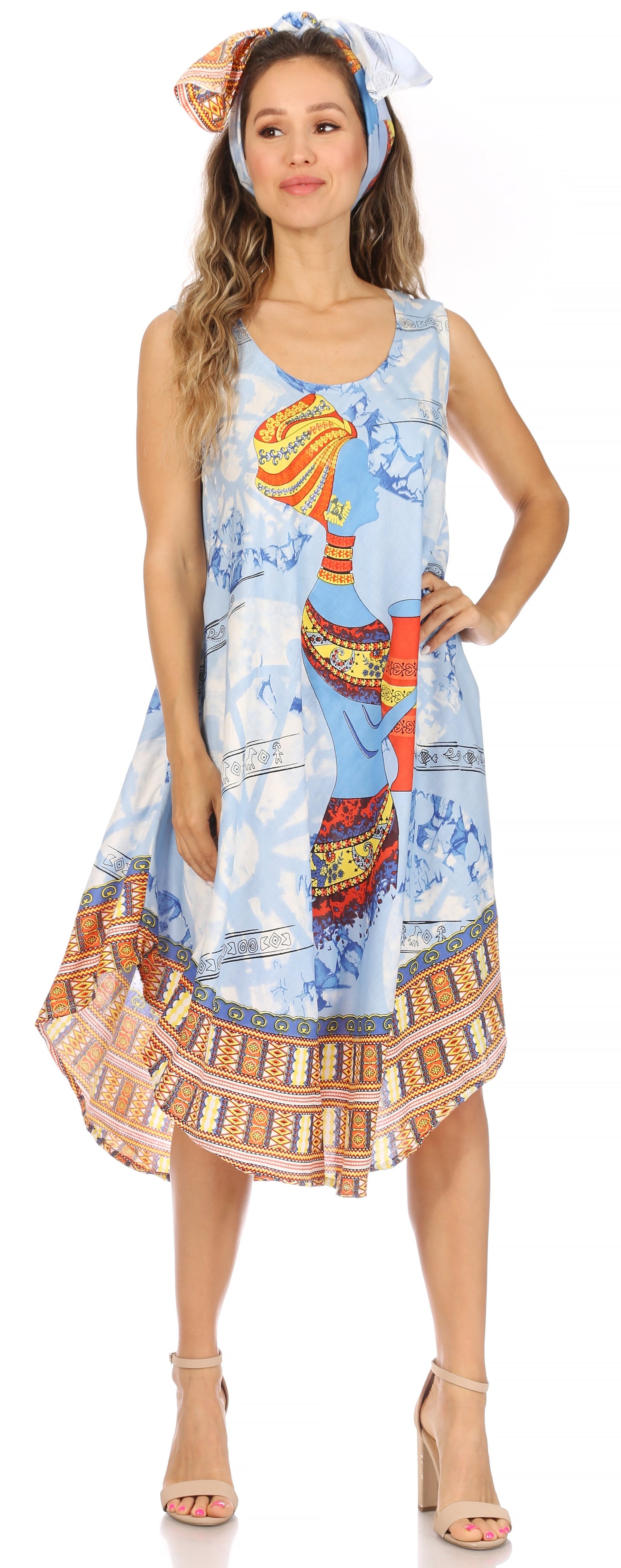 Sakkas Urbi Women's Casual African Print Beach Sleeveless Cover-up Caftan Dress - Concordia Style Boutique